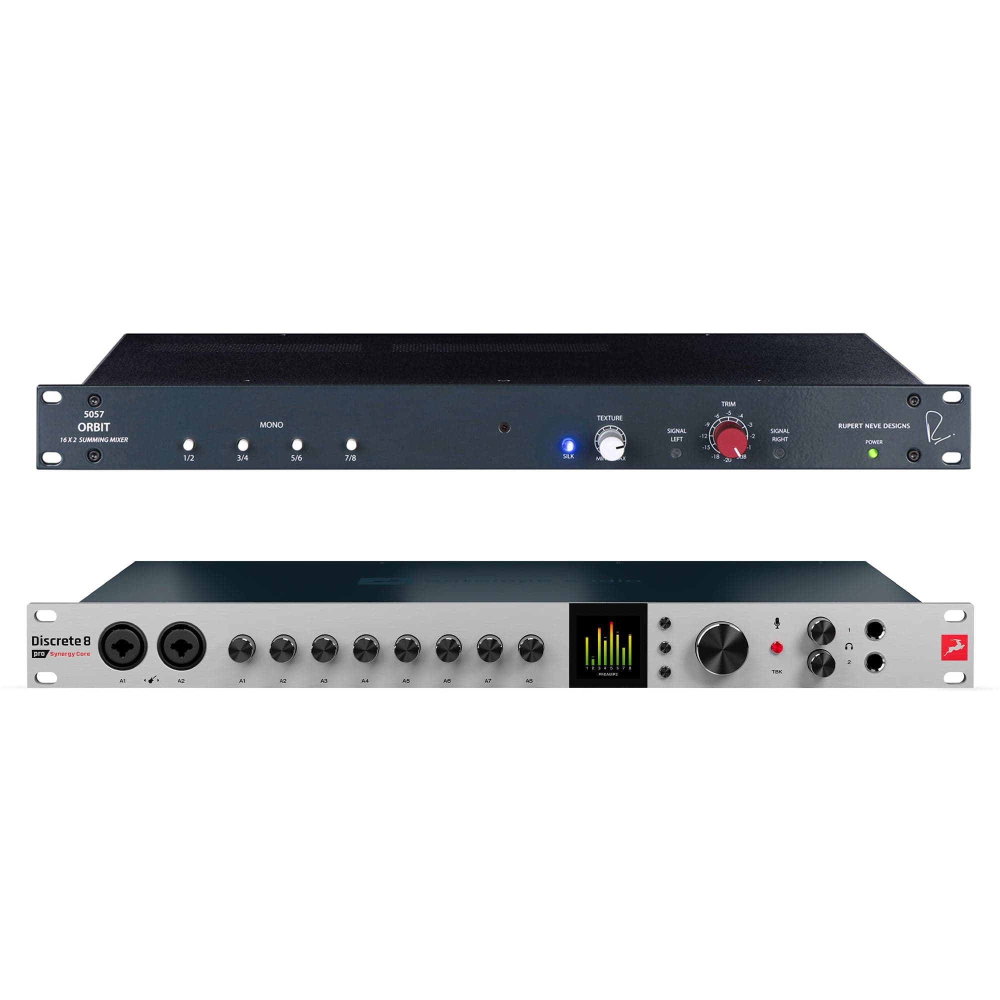 Antelope Audio Discrete 8 Pro Synergy Core 8x14 Studio TB 3 & USB Audio Interface and Rupert Neve Designs 5057 Orbit 16 x 2 Summing Mixer Bundle Pro Audio / Mixers