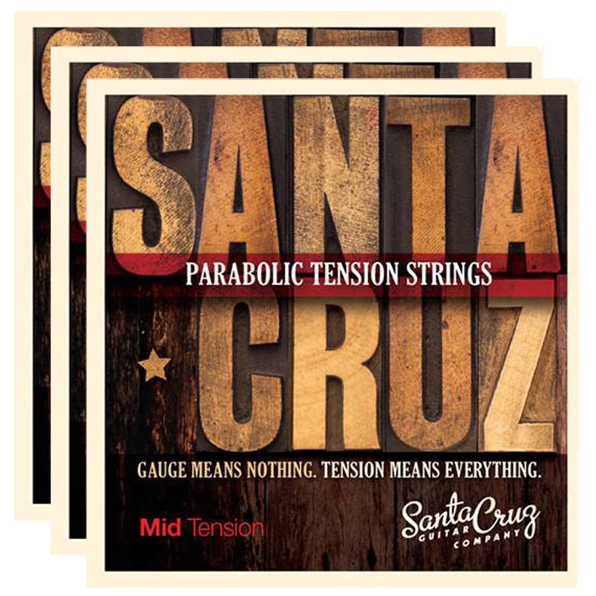 Santa Cruz Parabolic Tension Acoustic Guitar Strings Mid Tension (3 Pack Bundle) Accessories / Strings / Guitar Strings