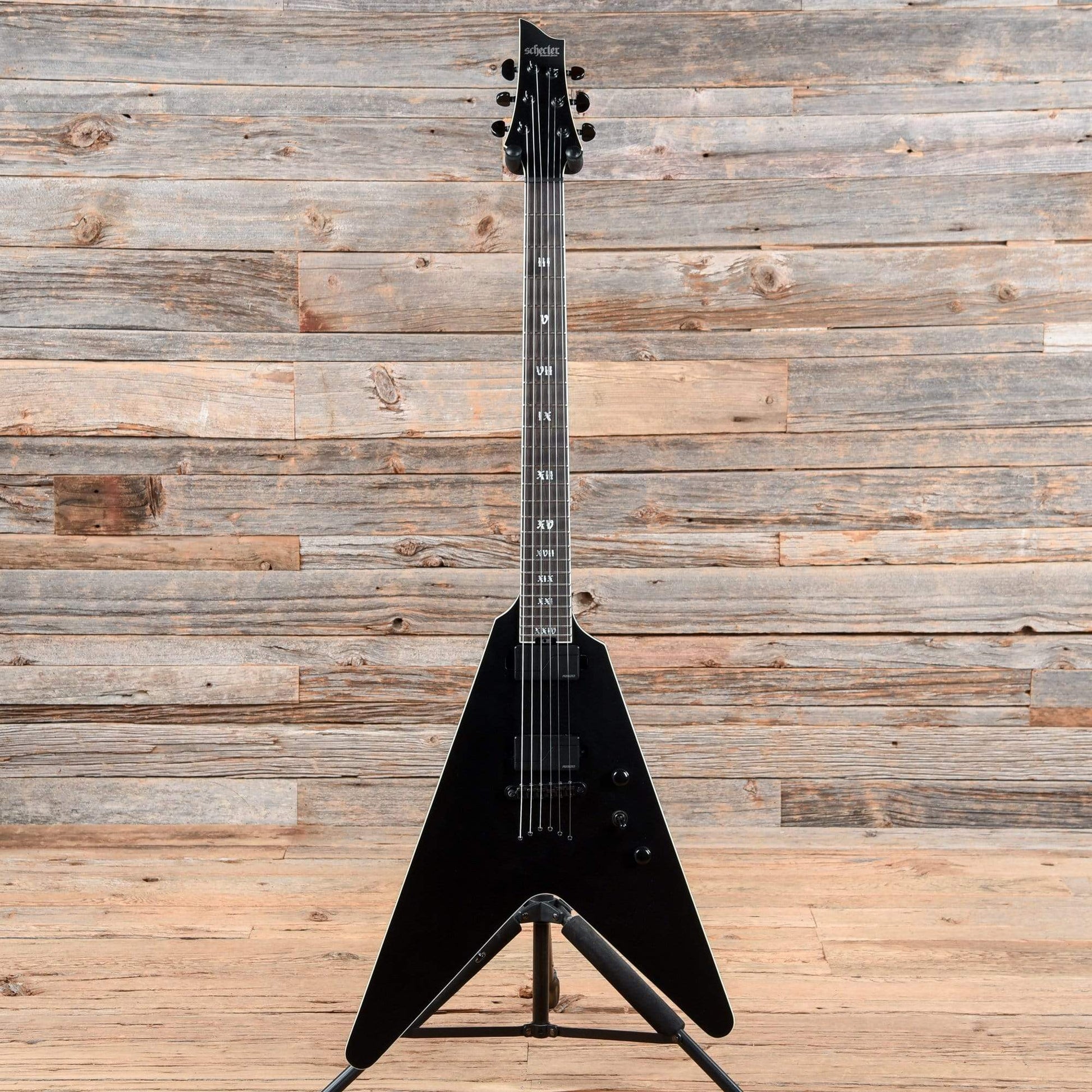 Schecter V-1 SLS Elite "Evil Twin" Satin Black 2019 Electric Guitars / Solid Body