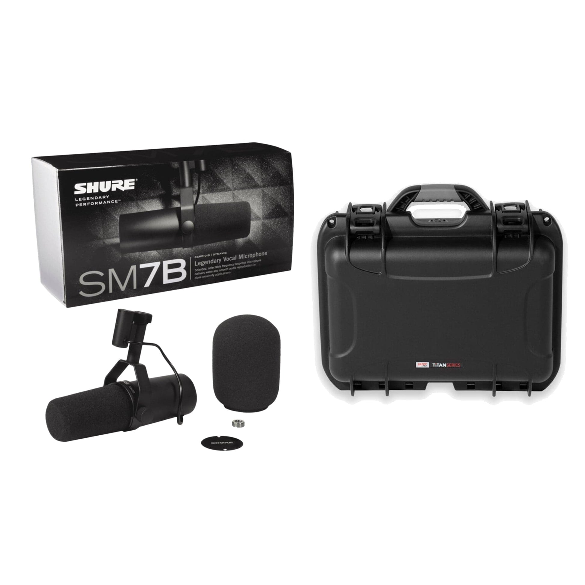 Shure SM7B Cardioid Dynamic Studio Vocal Microphone and Gator Titan Series Custom Foam Cut Waterproof Case Bundle Pro Audio / Microphones