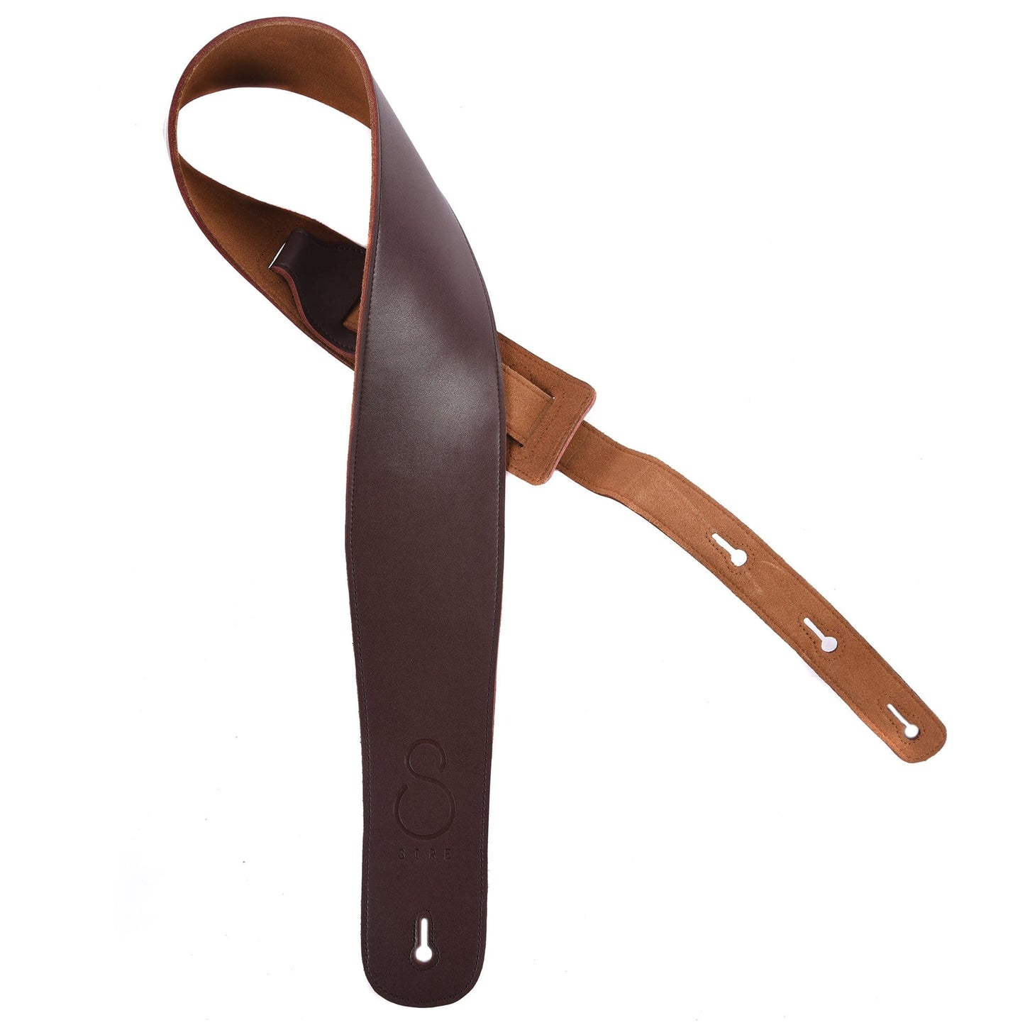 Sire Logo Leather Guitar Strap Brown Accessories / Straps