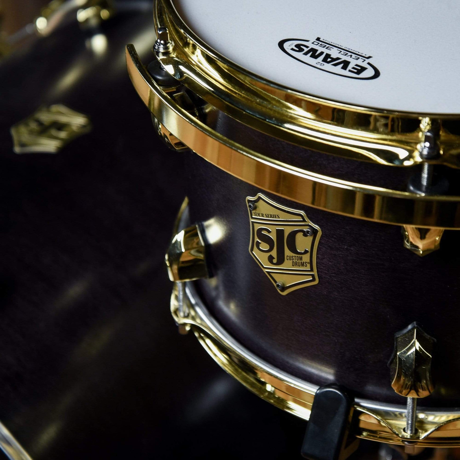 SJC 12/16/22 3pc. Tour Series Drum Kit Flat Black w/Brass Hdw Drums and Percussion / Acoustic Drums / Full Acoustic Kits