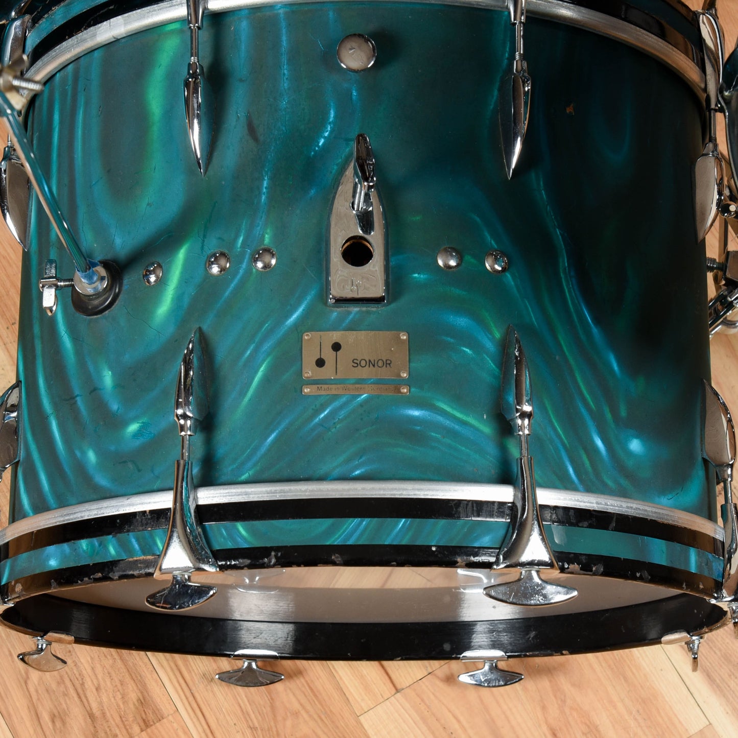 Sonor 13/16/20 w/4.5x14 Snare Drum Aqua Satin Flame 1960s Drums and Percussion / Acoustic Drums / Full Acoustic Kits