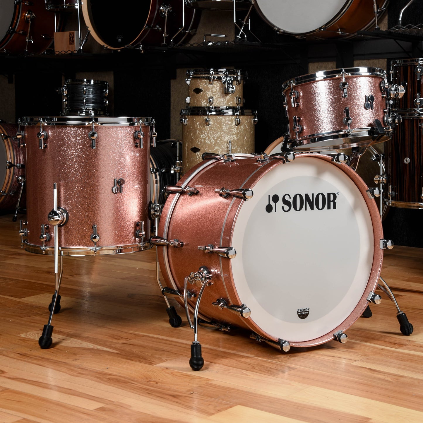 Sonor SQ2 13/16/22 3pc. Beech Drum Kit Bright Copper Sparkle Drums and Percussion / Acoustic Drums / Full Acoustic Kits