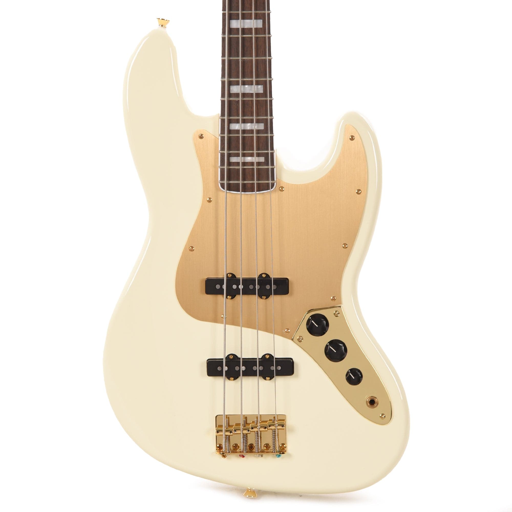 Squier 40th Anniversary Gold Edition Jazz Bass Olympic White w/Gold An ...