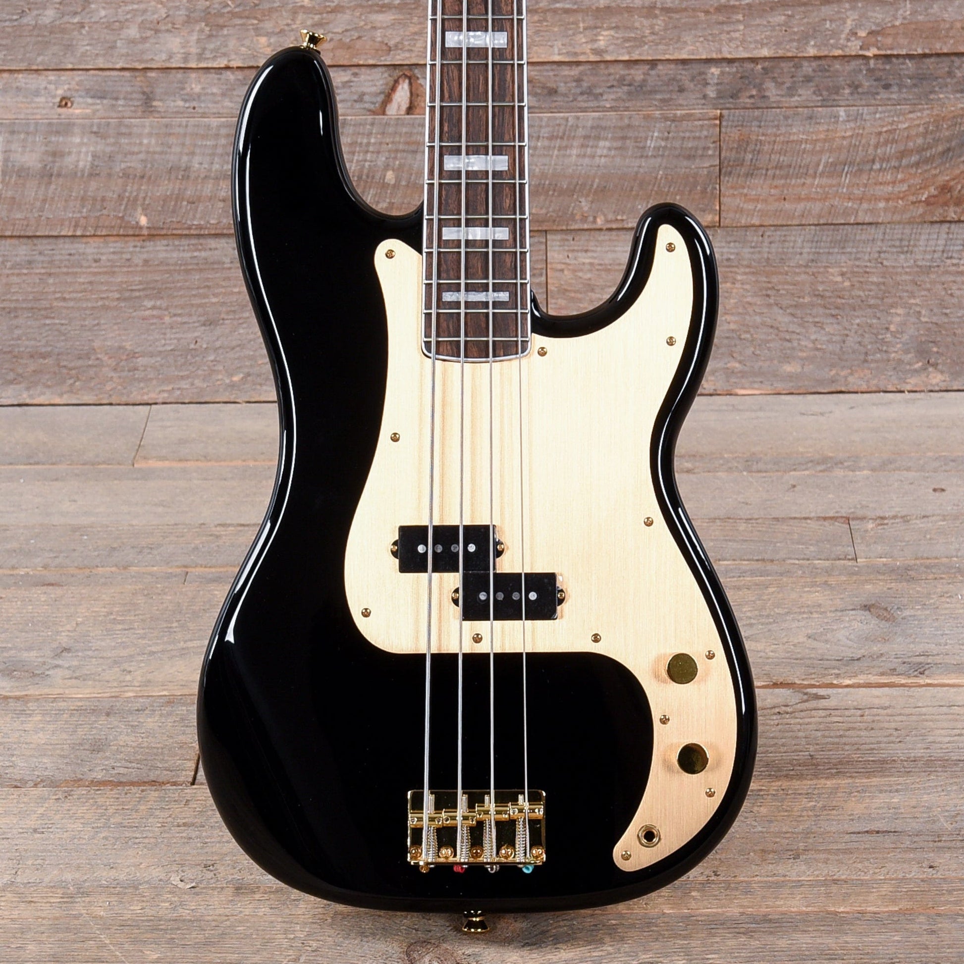 Squier 40th Anniversary Gold Edition Precision Bass Black w/Gold Anodized Pickguard Bass Guitars / 4-String