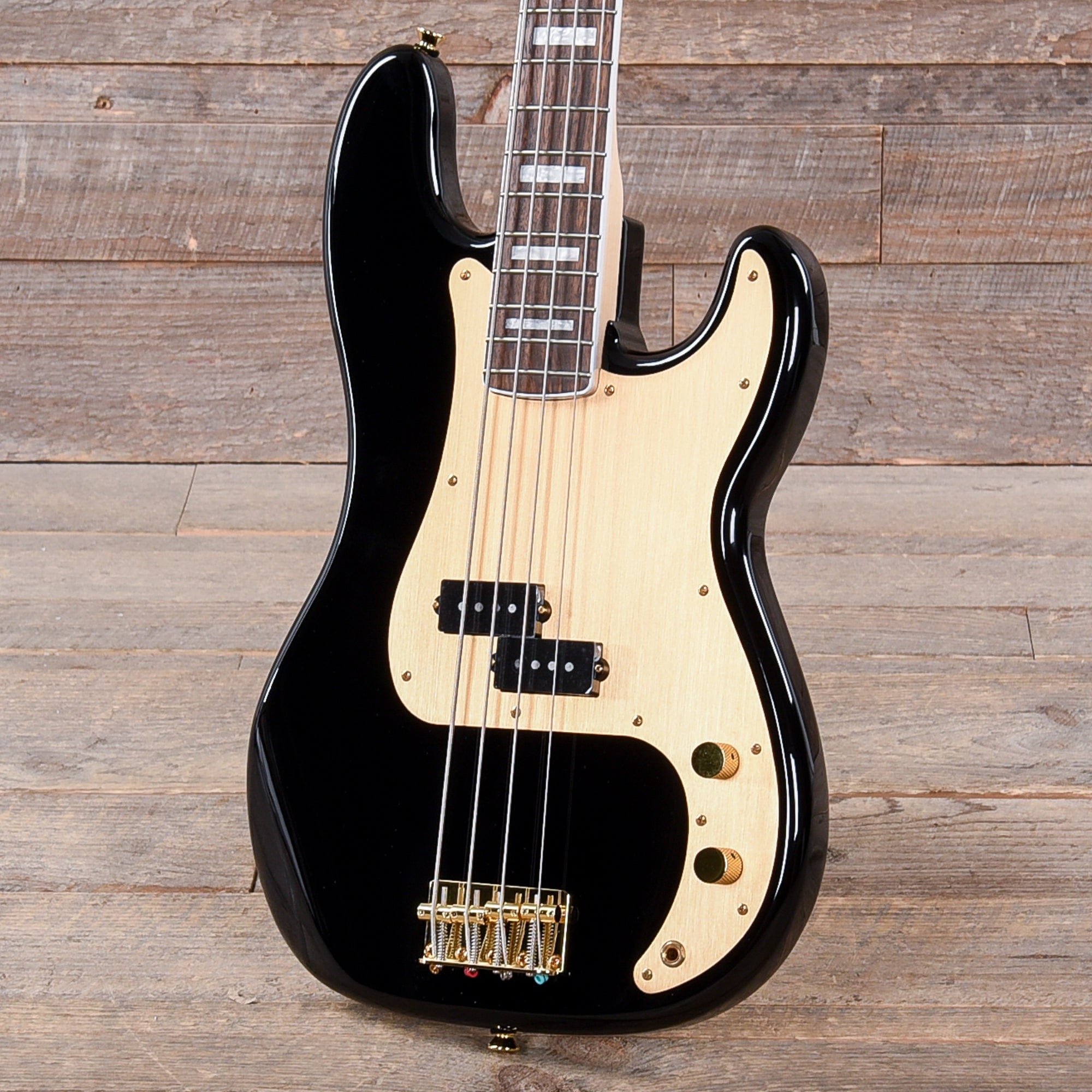 Squier 40th Anniversary Gold Edition Precision Bass Black w/Gold Anodized Pickguard Bass Guitars / 4-String