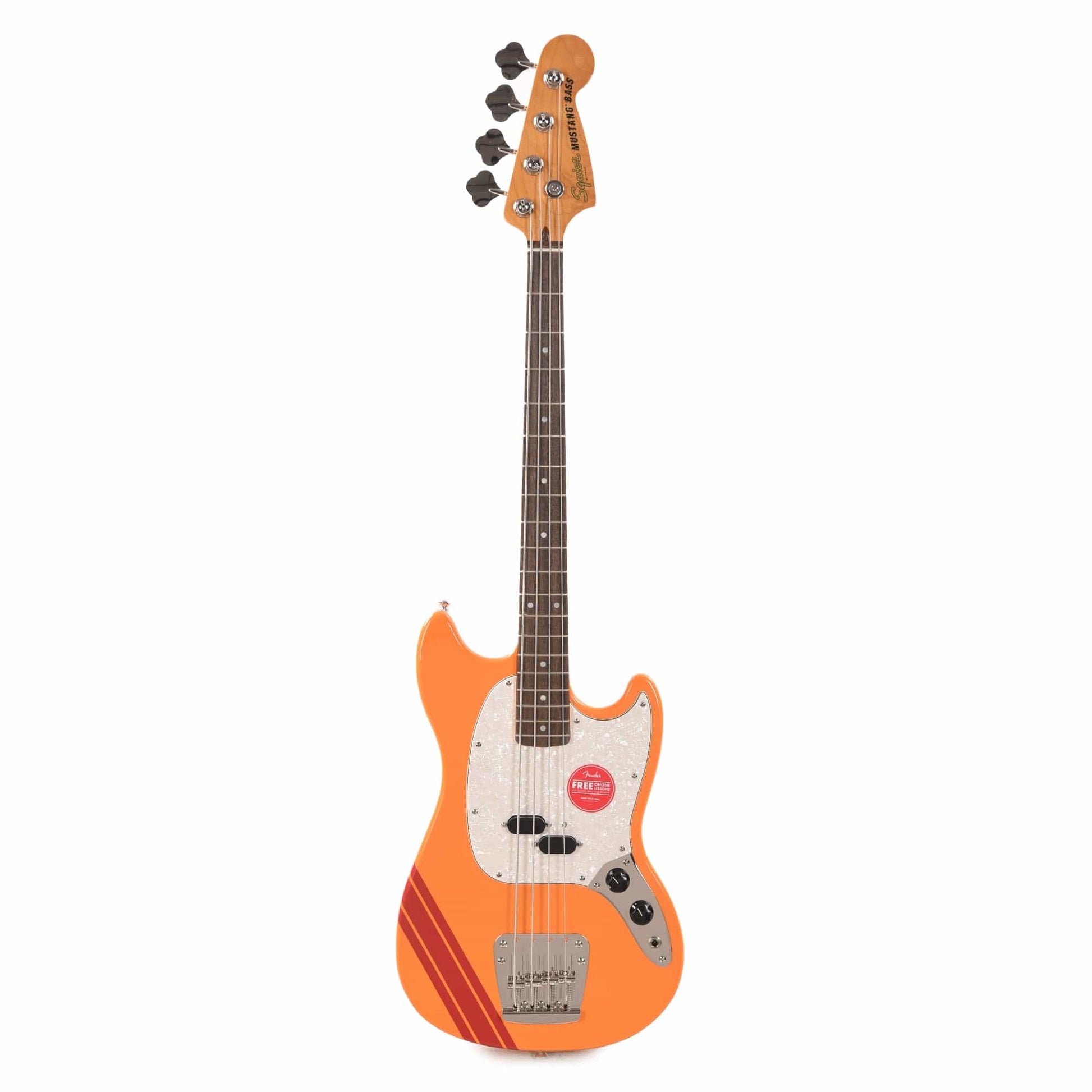 Squier Classic Vibe '60s Competition Mustang Bass Capri Orange w/Dakota Red Stripe Bass Guitars / 4-String