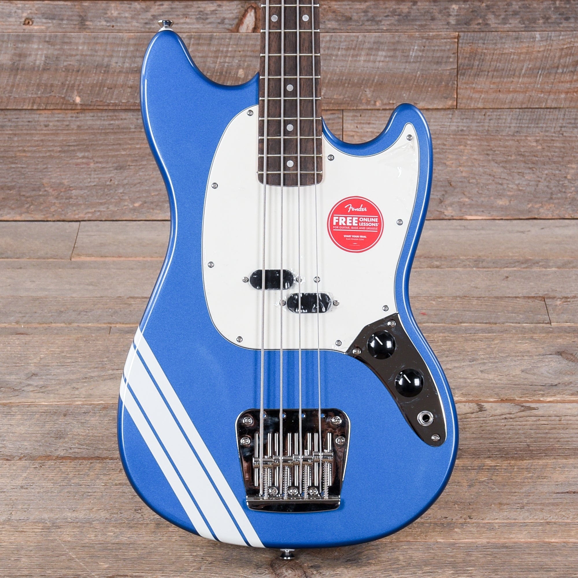 Squier Classic Vibe '60s Competition Mustang Bass Lake Placid Blue w/Olympic White Stripe Bass Guitars / 5-String or More