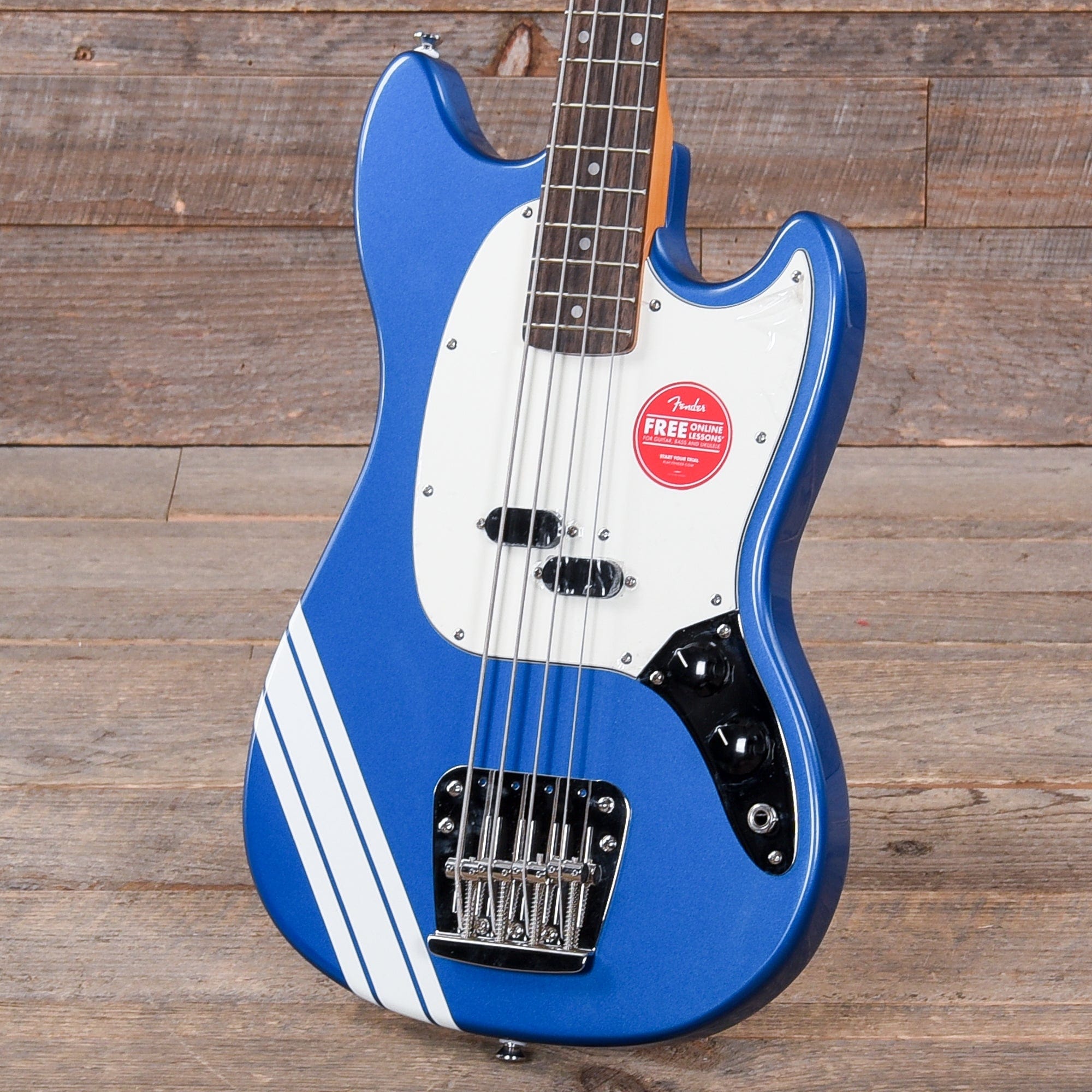 Squier Classic Vibe '60s Competition Mustang Bass Lake Placid Blue w/Olympic White Stripe Bass Guitars / 5-String or More