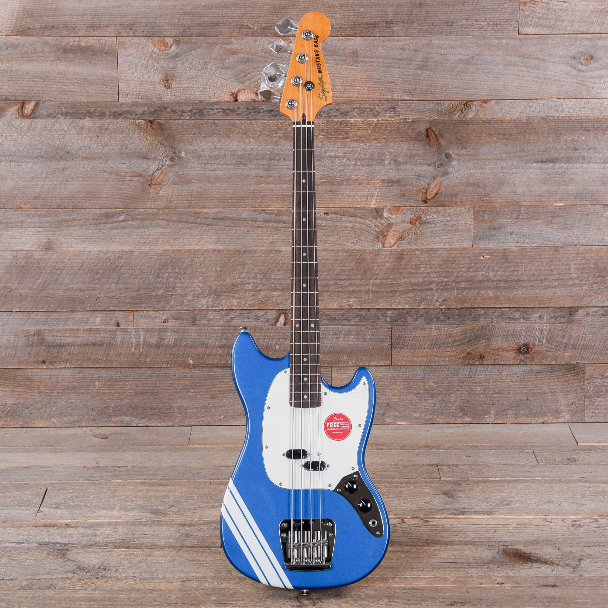 Squier Classic Vibe '60s Competition Mustang Bass Lake Placid Blue w/Olympic White Stripe Bass Guitars / 5-String or More