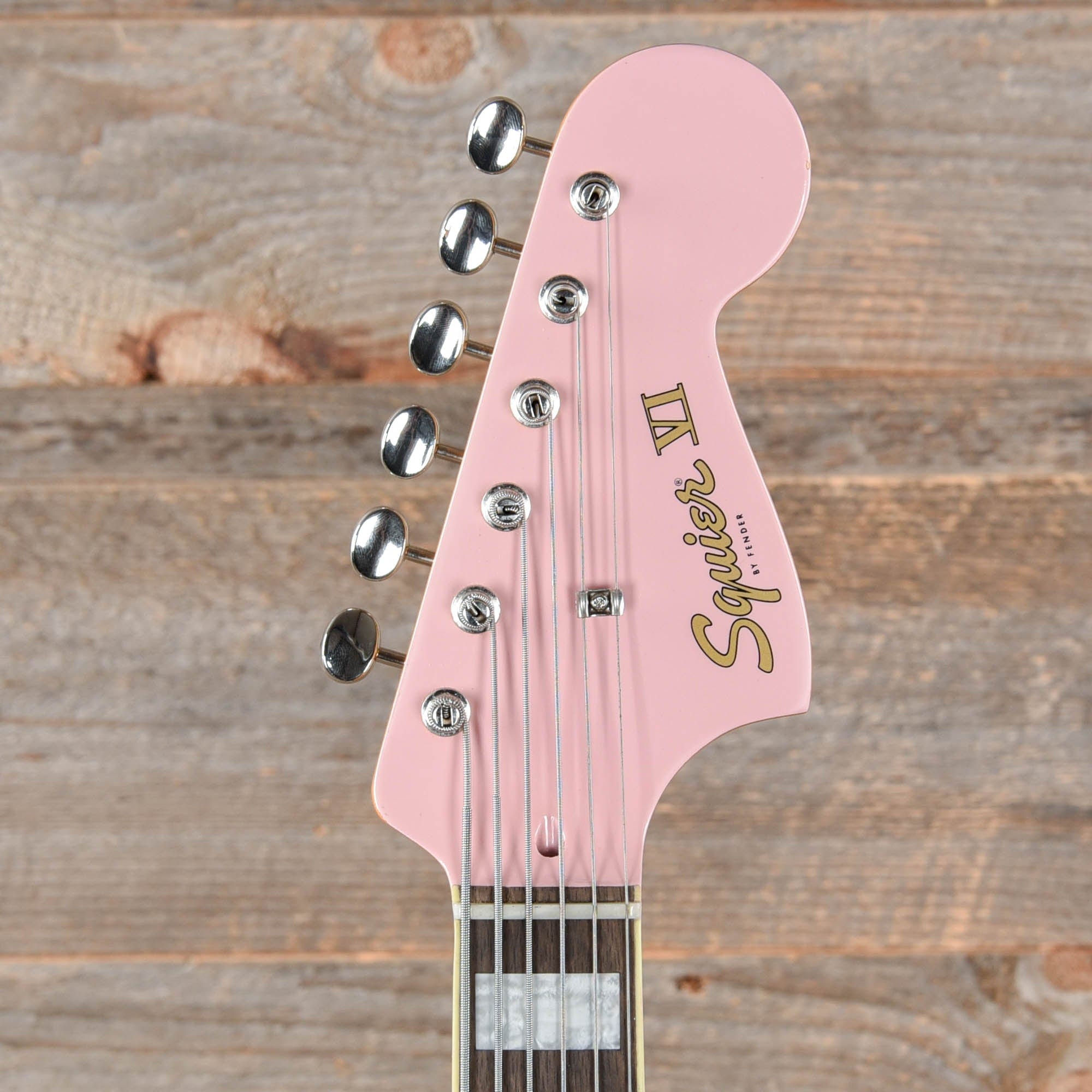 Squier Classic Vibe Bass VI Shell Pink w/Matching Headcap & 3-Ply Parchment Pickguard Bass Guitars / 5-String or More