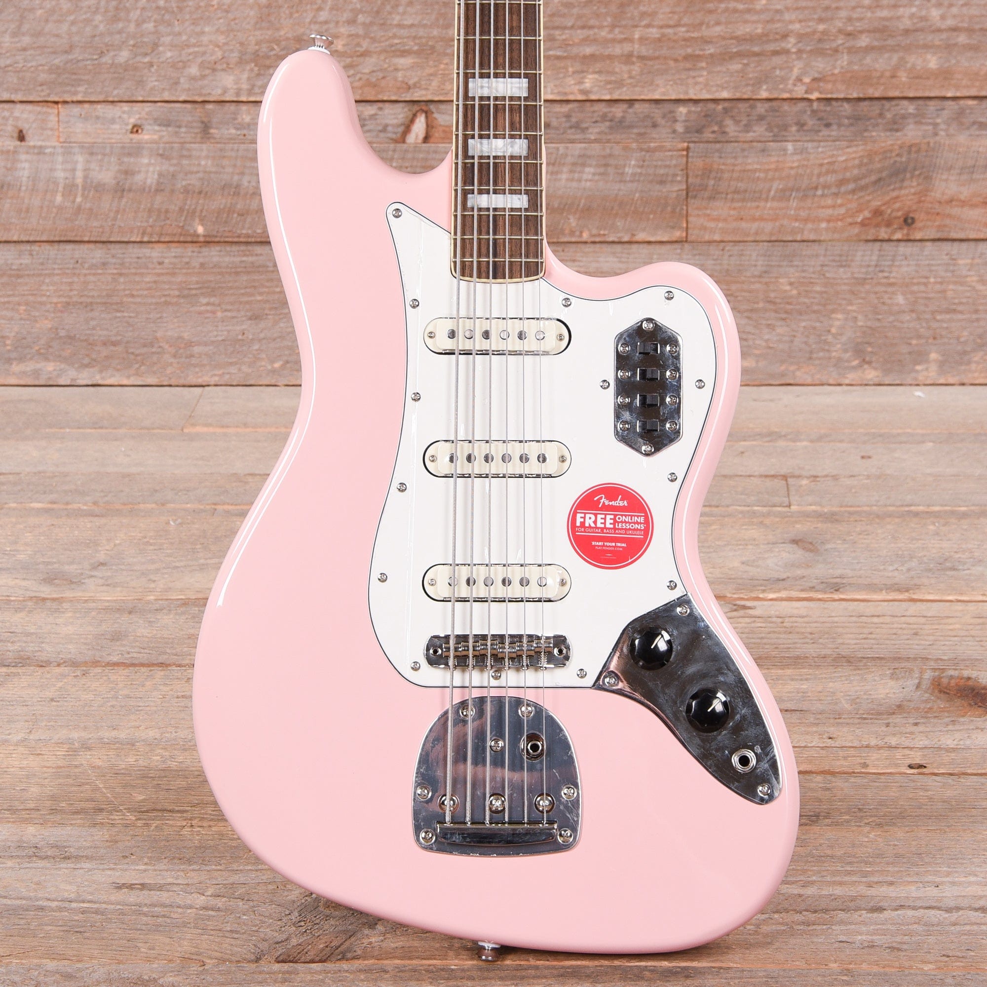 Squier Classic Vibe Bass VI Shell Pink w/Matching Headcap & 3-Ply Parchment Pickguard Bass Guitars / 5-String or More