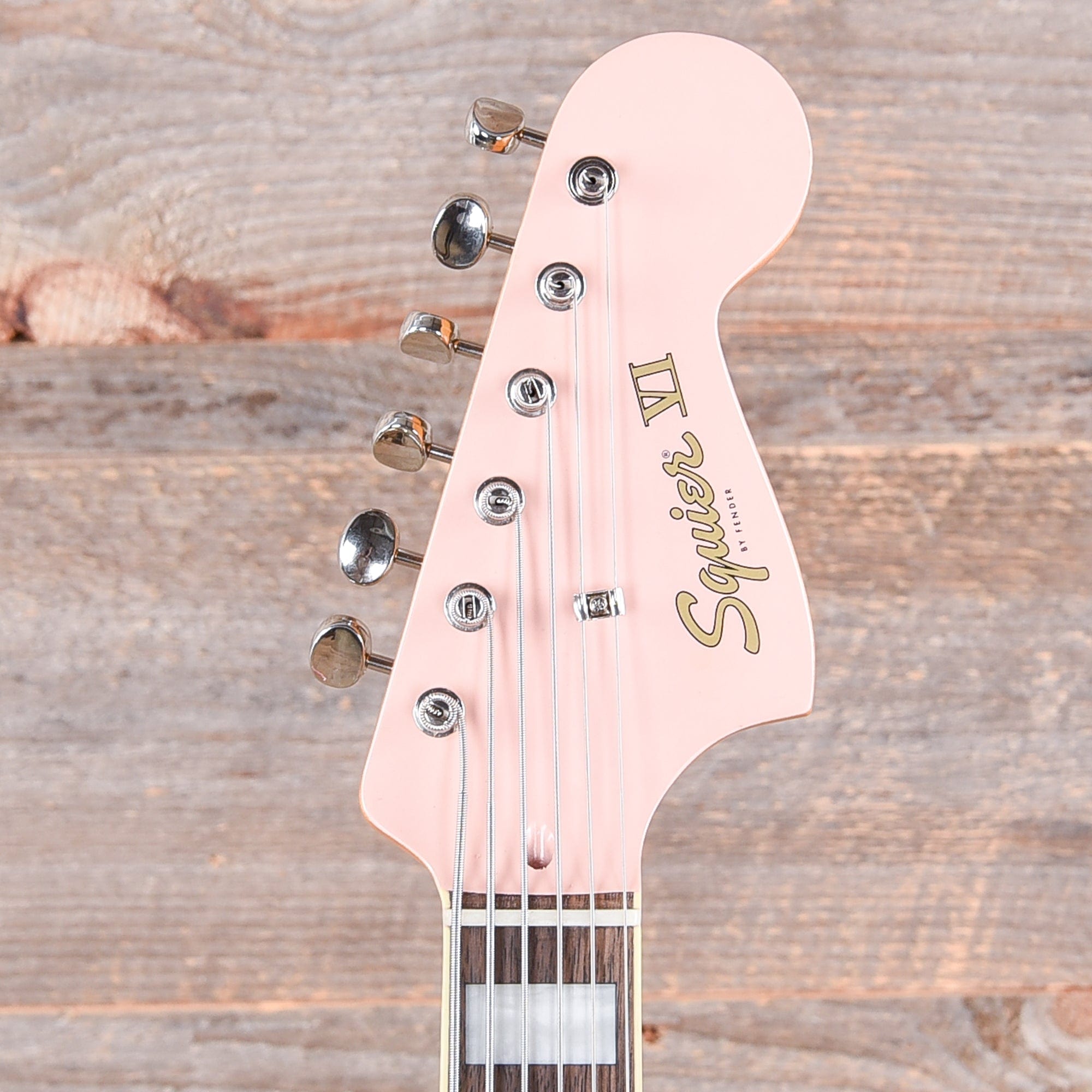 Squier Classic Vibe Bass VI Shell Pink w/Matching Headcap & 3-Ply Parchment Pickguard Bass Guitars / 5-String or More