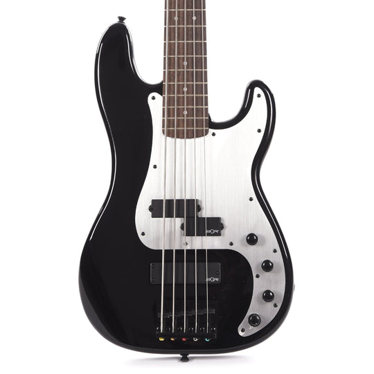 Squier Contemporary Active Precision Bass PH V Black w/Silver Anodized Pickguard Bass Guitars / 5-String or More