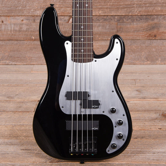 Squier Contemporary Active Precision Bass PH V Black w/Silver Anodized Pickguard Bass Guitars / 5-String or More