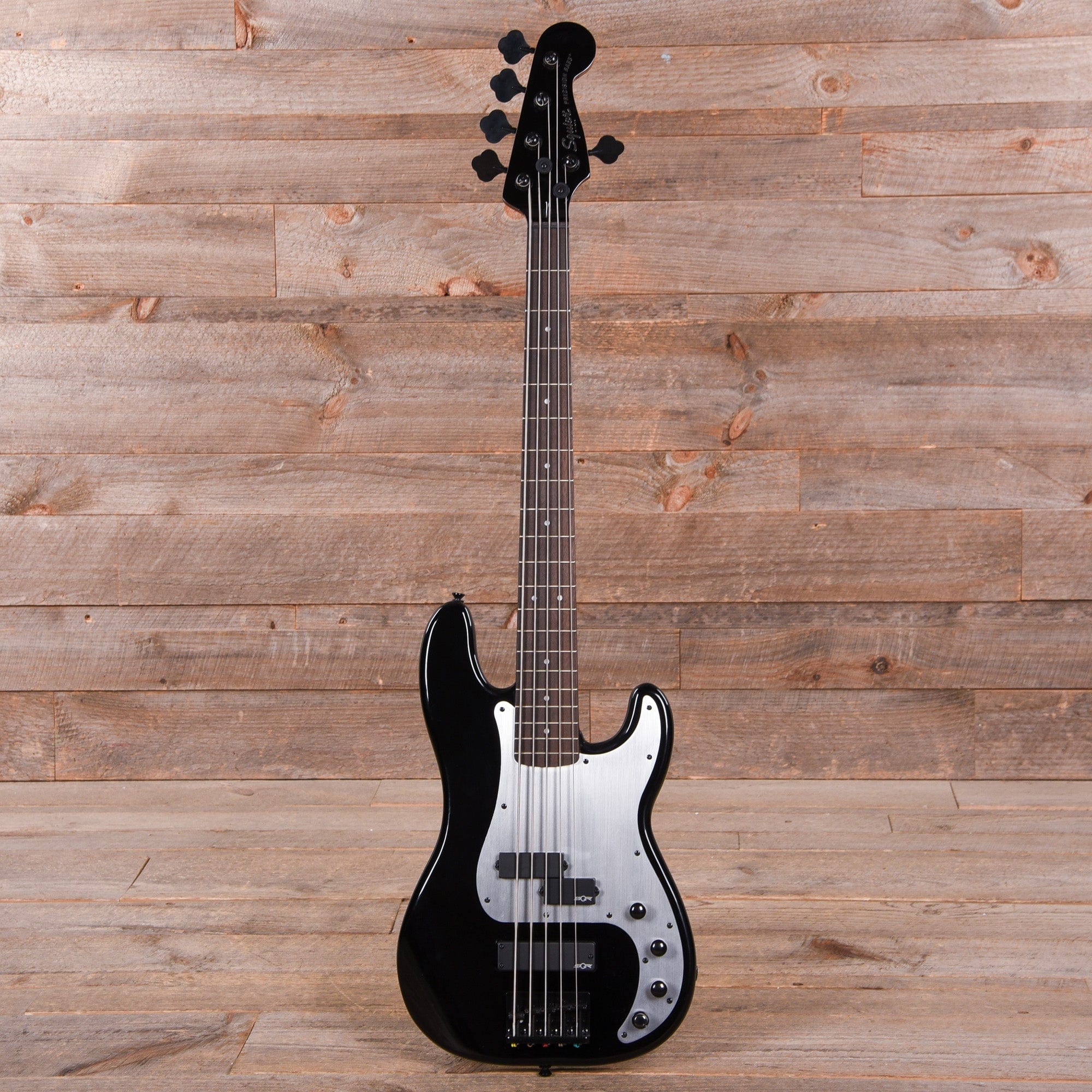 Squier Contemporary Active Precision Bass PH V Black w/Silver Anodized Pickguard Bass Guitars / 5-String or More