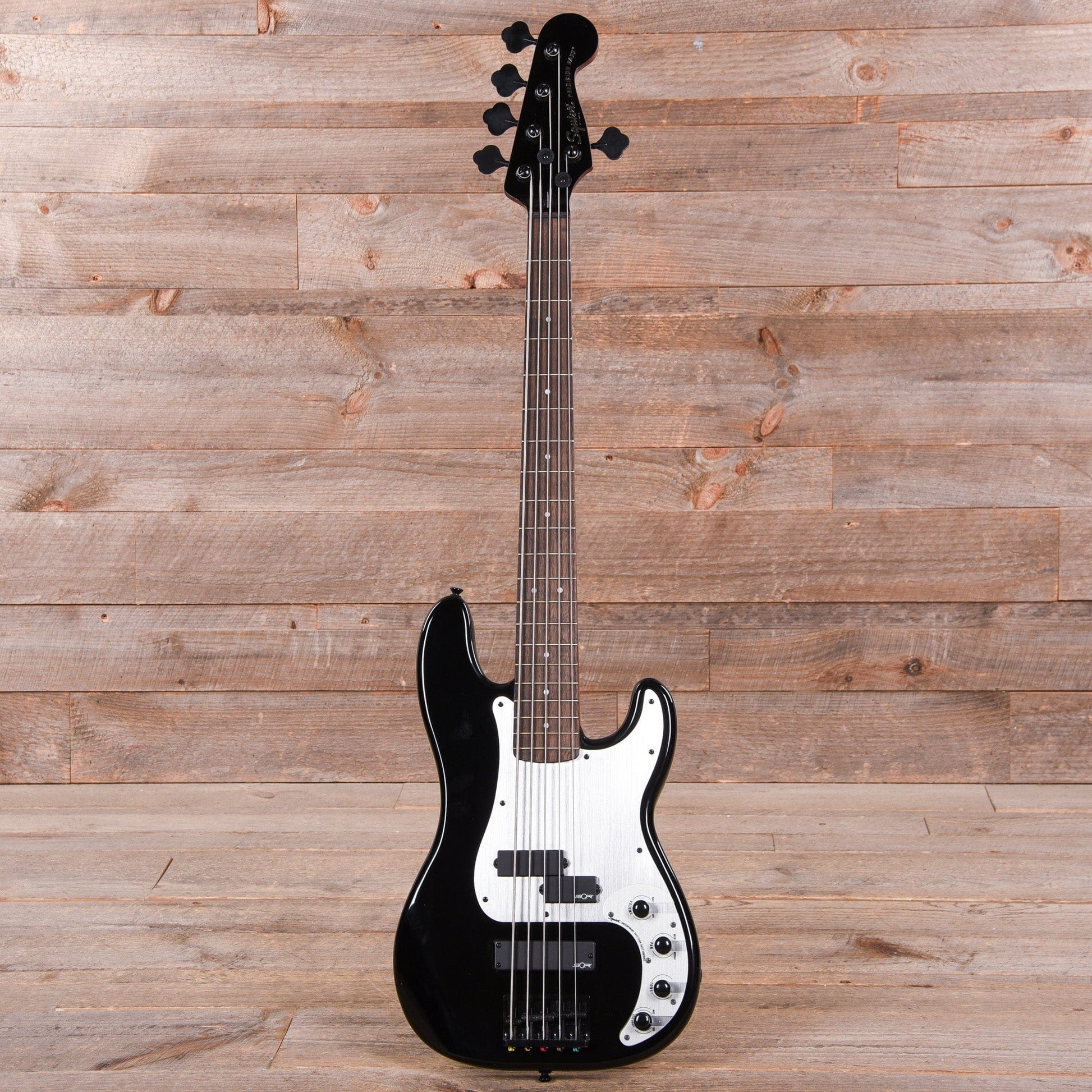 Squier Contemporary Active Precision Bass PH V Black w/Silver Anodized Pickguard Bass Guitars / 5-String or More