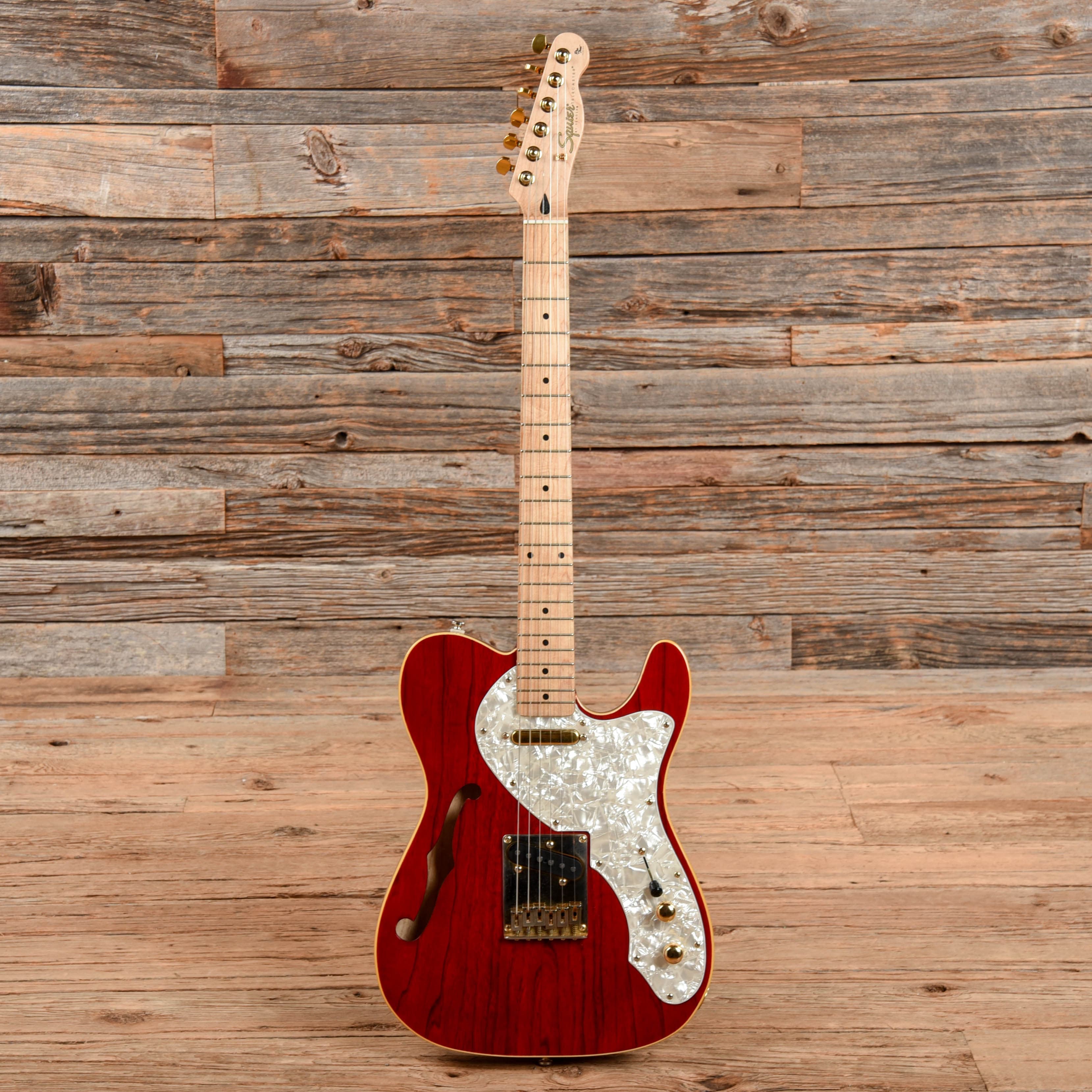 Squier Pro Tone Telecaster Thinline Crimson Red Transparent Electric Guitars / Semi-Hollow