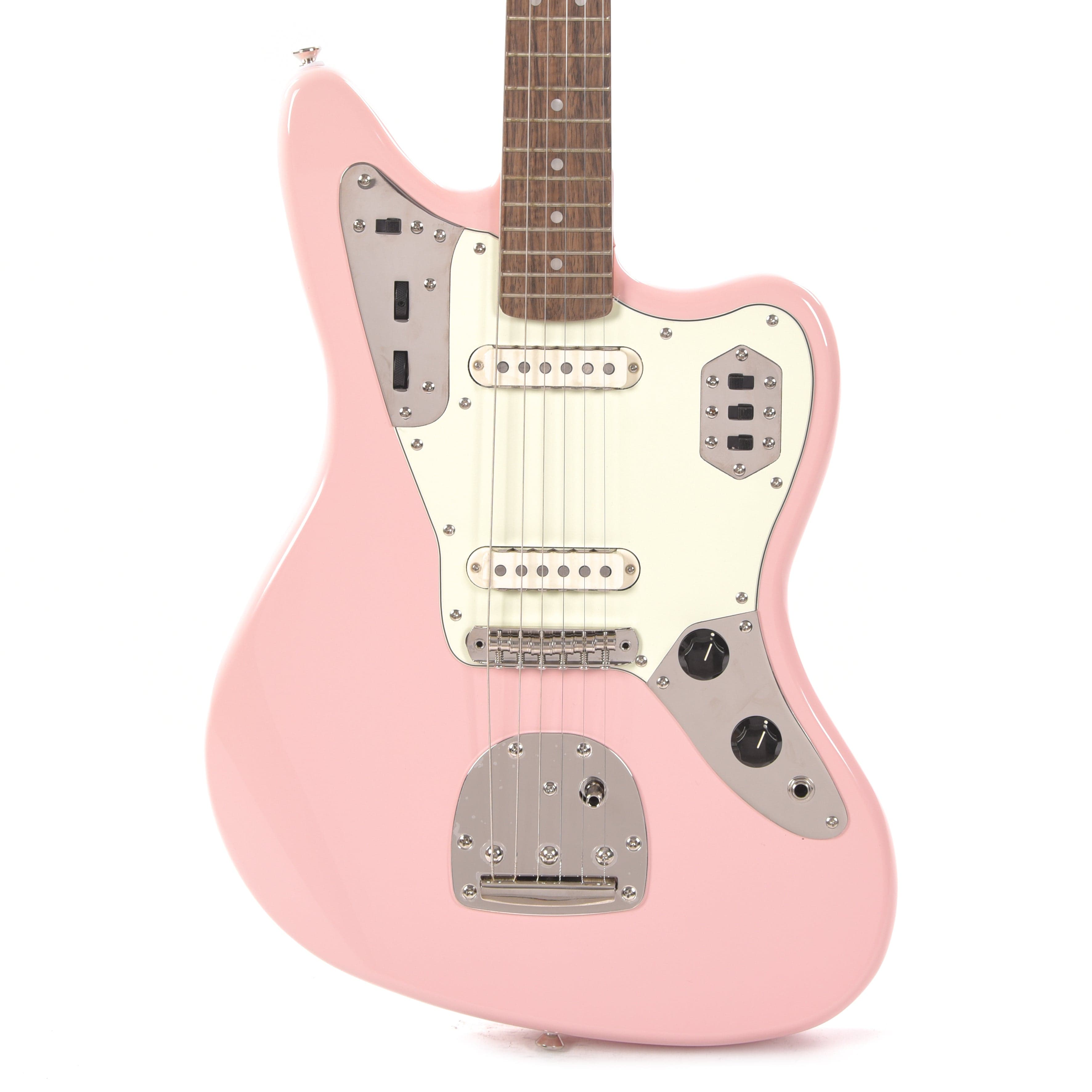 Squier Classic Vibe '60s Jaguar Shell Pink w/Matching Headcap & 3-Ply Mint Pickguard Electric Guitars / Solid Body