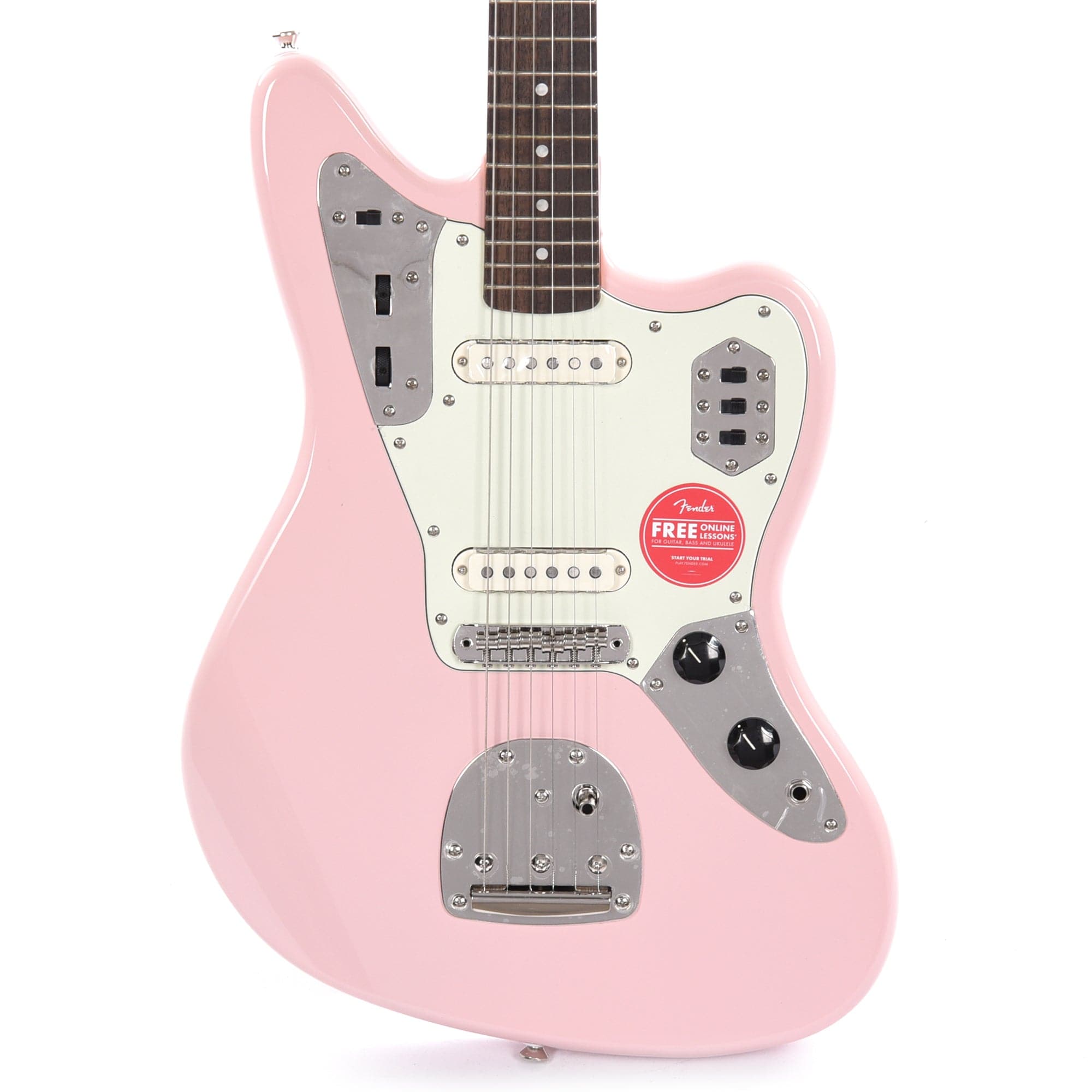 Squier Classic Vibe '60s Jaguar Shell Pink w/Matching Headcap & 3-Ply Mint Pickguard Electric Guitars / Solid Body