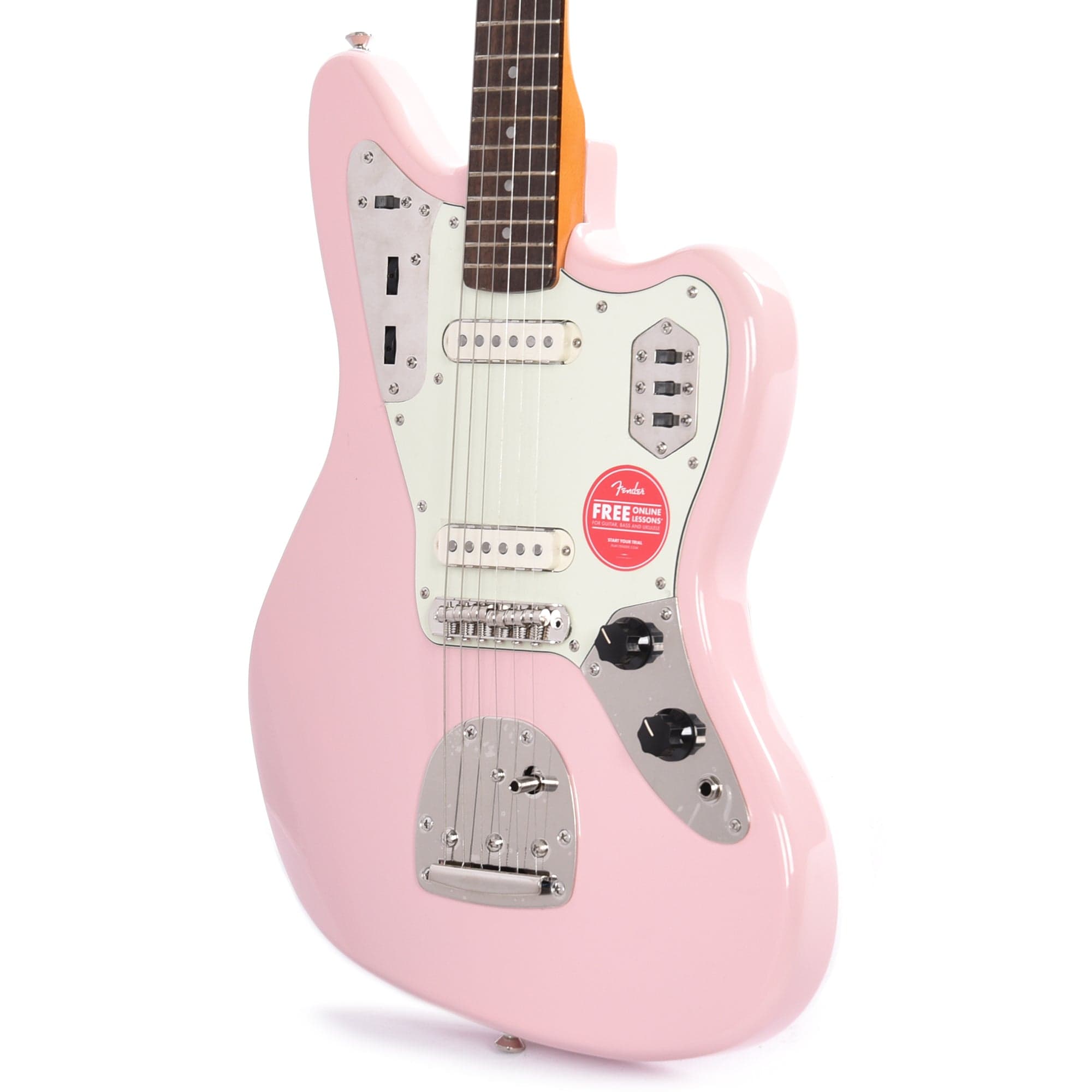 Squier Classic Vibe '60s Jaguar Shell Pink w/Matching Headcap & 3-Ply Mint Pickguard Electric Guitars / Solid Body