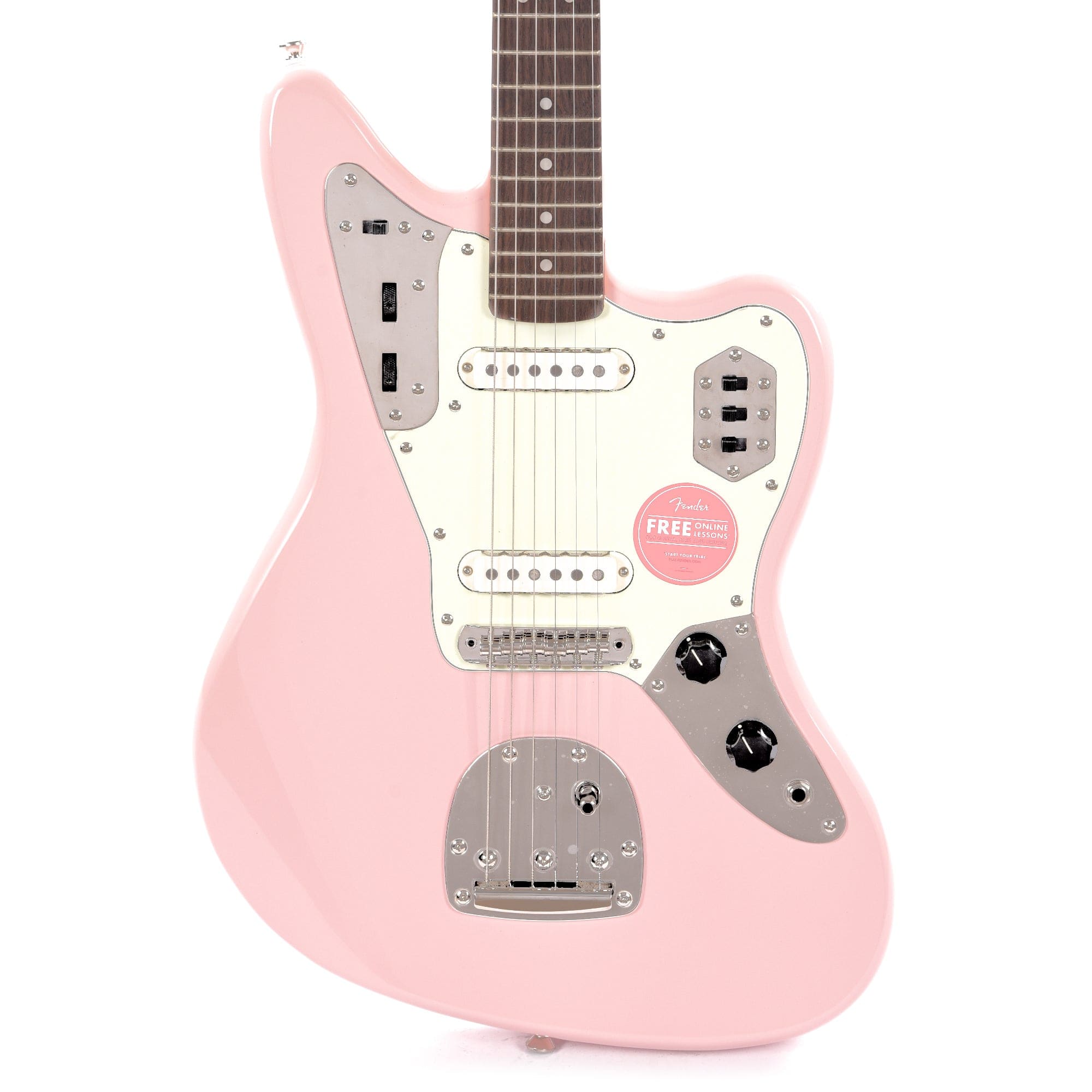 Squier Classic Vibe '60s Jaguar Shell Pink w/Matching Headcap & 3-Ply Mint Pickguard Electric Guitars / Solid Body