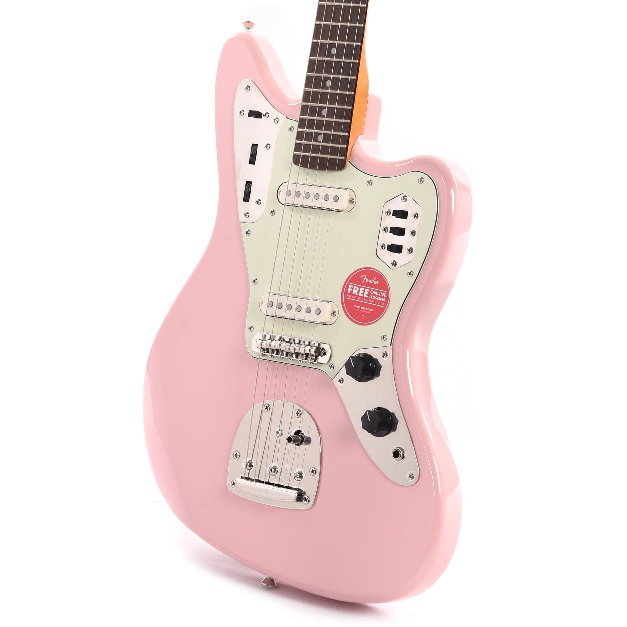 Squier Classic Vibe '60s Jaguar Shell Pink w/Matching Headcap & 3-Ply Mint Pickguard Electric Guitars / Solid Body