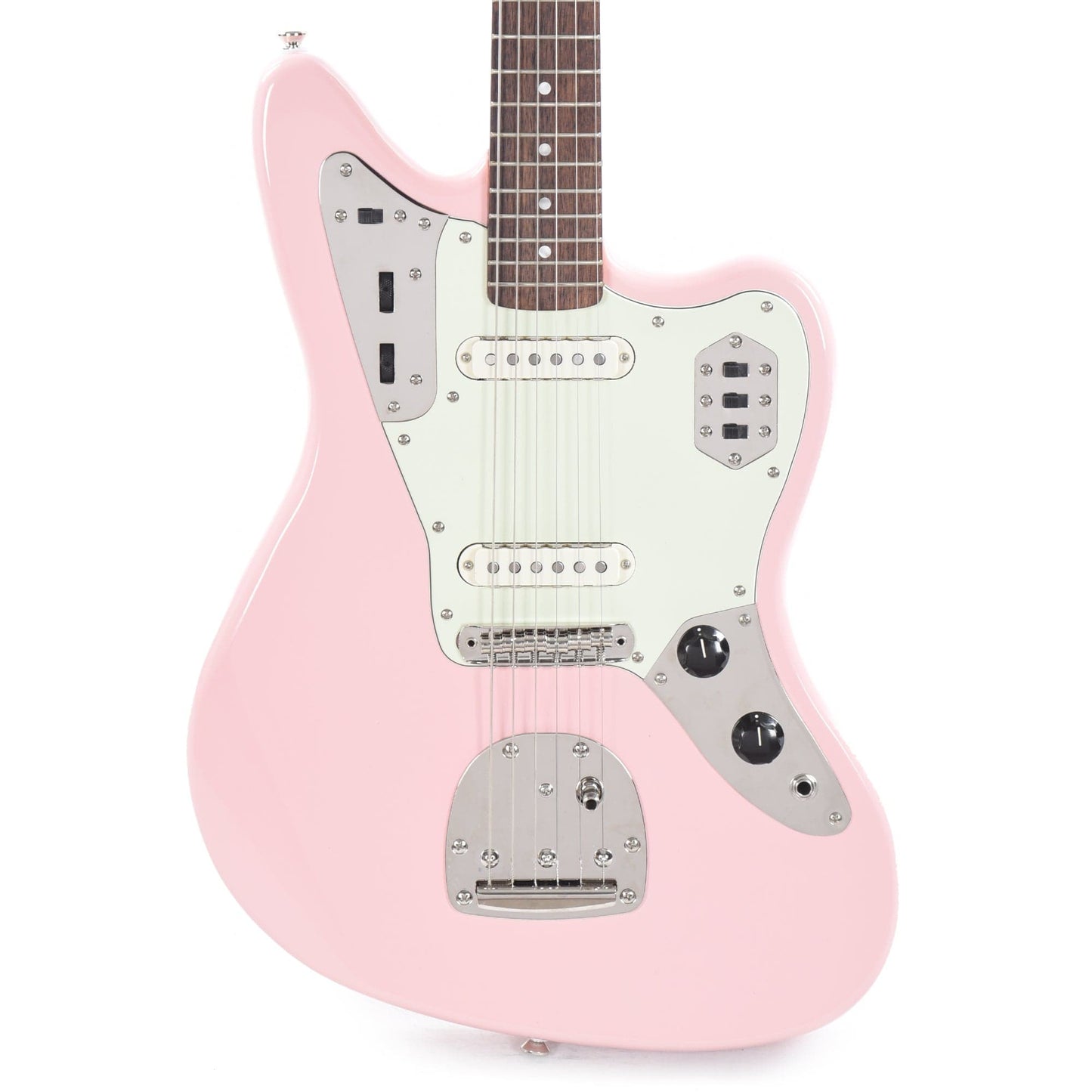 Squier Classic Vibe '60s Jaguar Shell Pink w/Matching Headcap & 3-Ply Mint Pickguard Electric Guitars / Solid Body