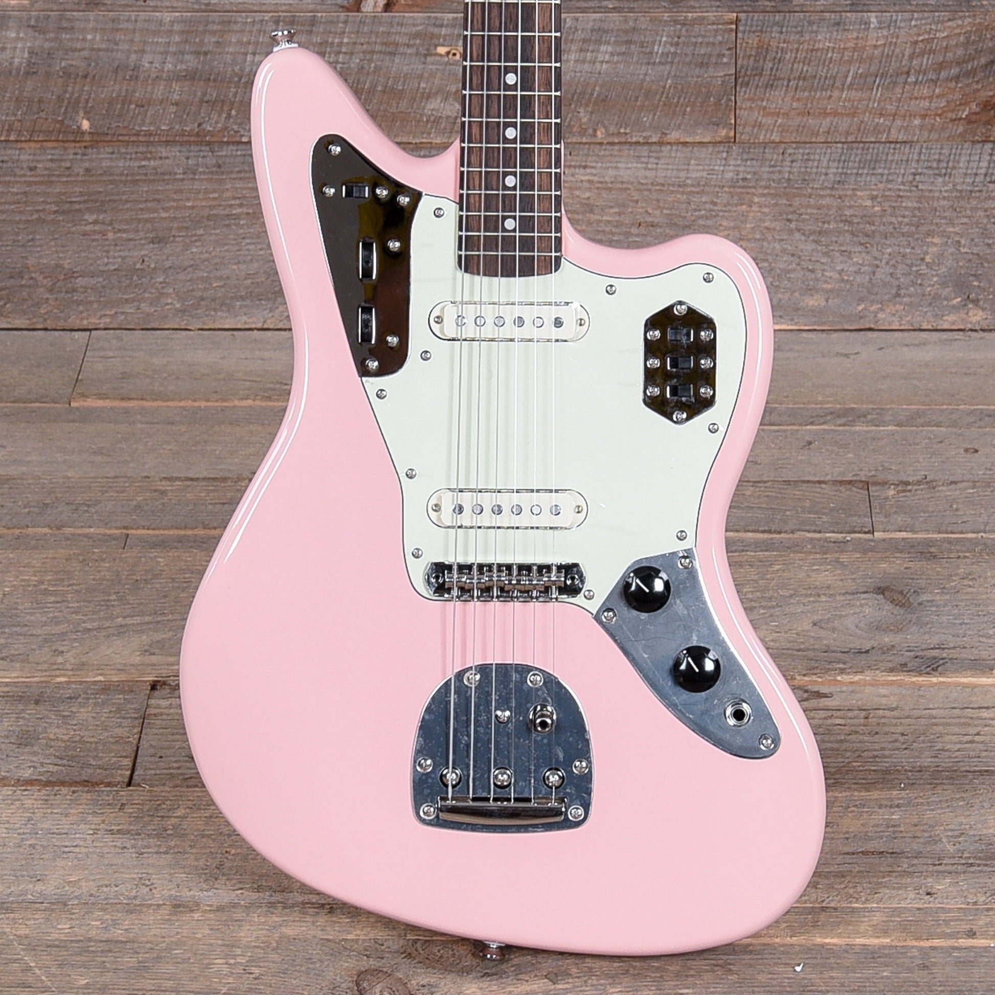 Squier Classic Vibe '60s Jaguar Shell Pink w/Matching Headcap & 3-Ply Mint Pickguard Electric Guitars / Solid Body