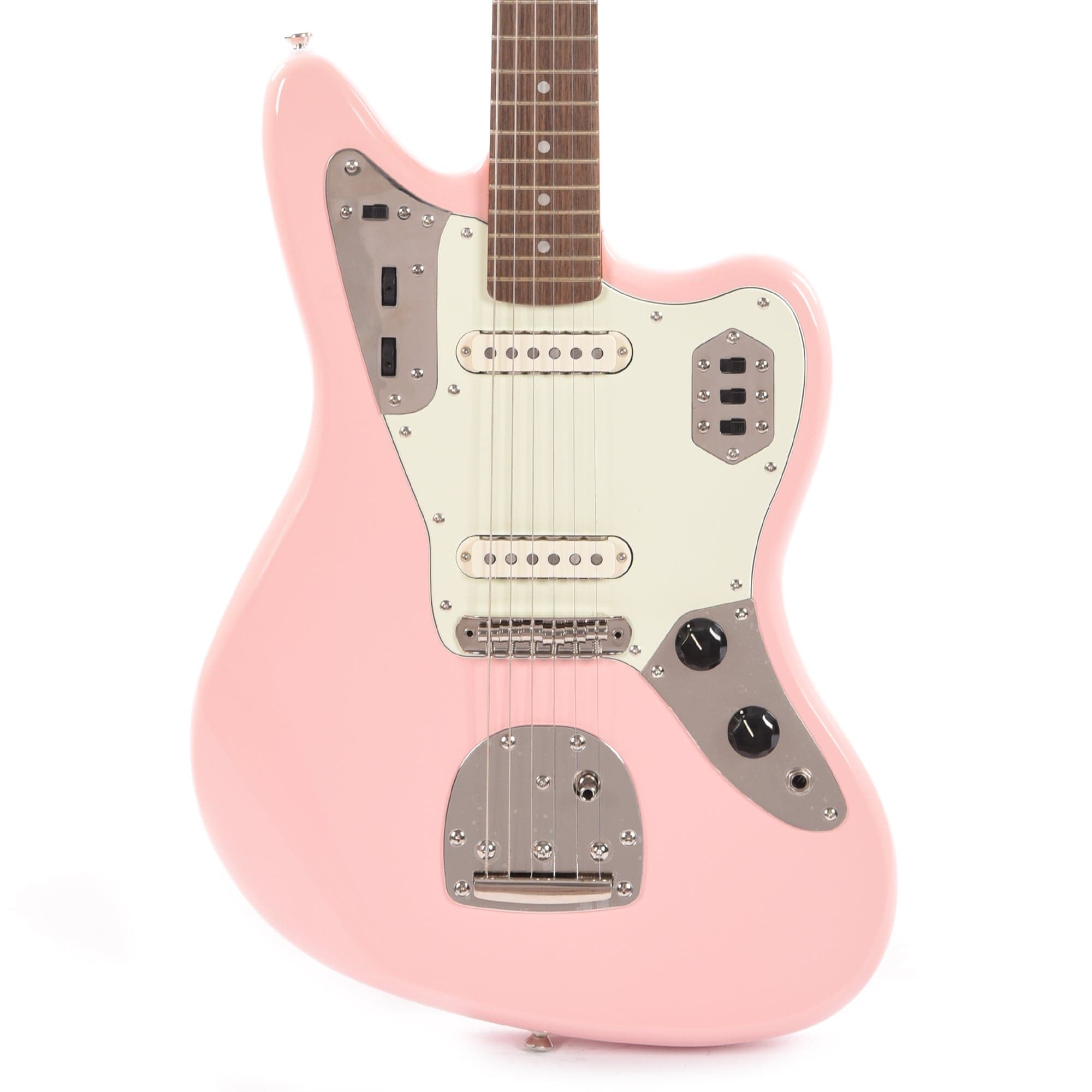 Squier Classic Vibe '60s Jaguar Shell Pink w/Matching Headcap & 3-Ply Mint Pickguard Electric Guitars / Solid Body