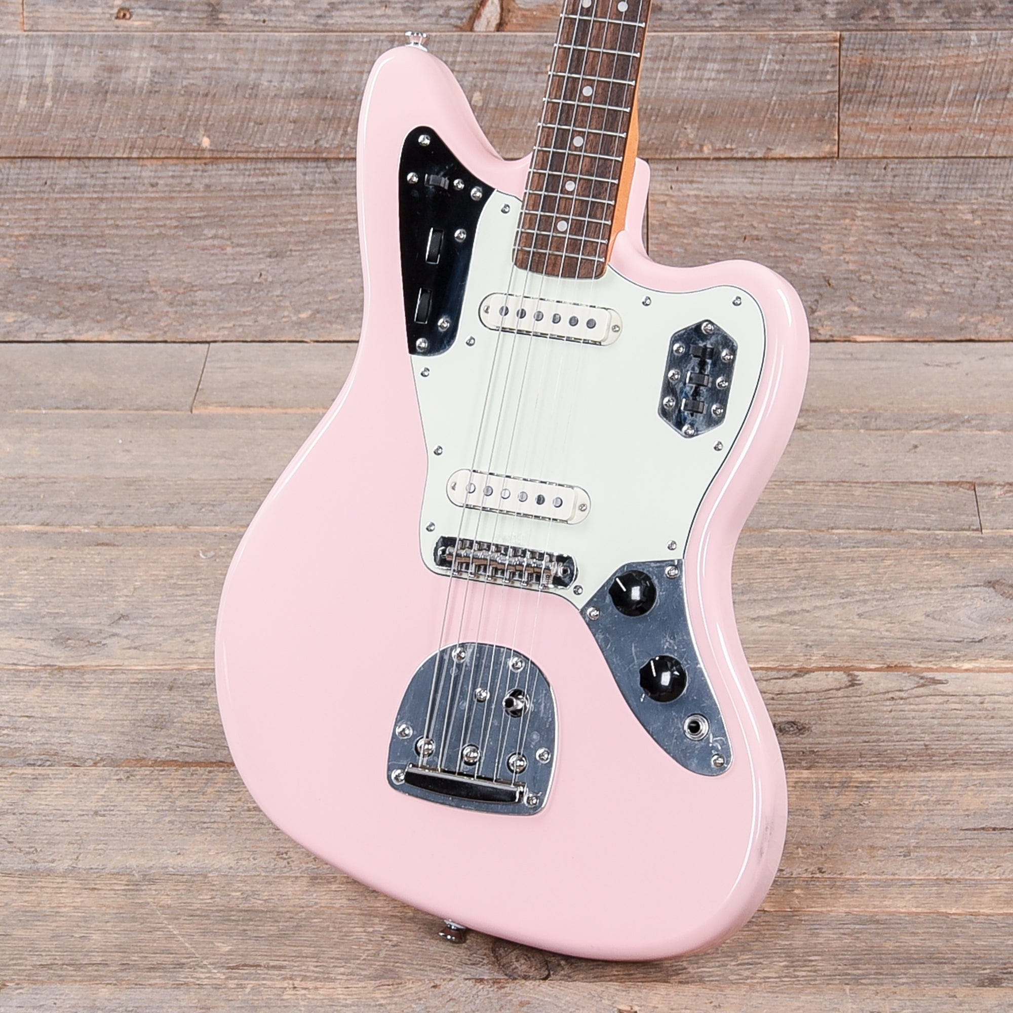 Squier Classic Vibe '60s Jaguar Shell Pink w/Matching Headcap & 3-Ply Mint Pickguard Electric Guitars / Solid Body