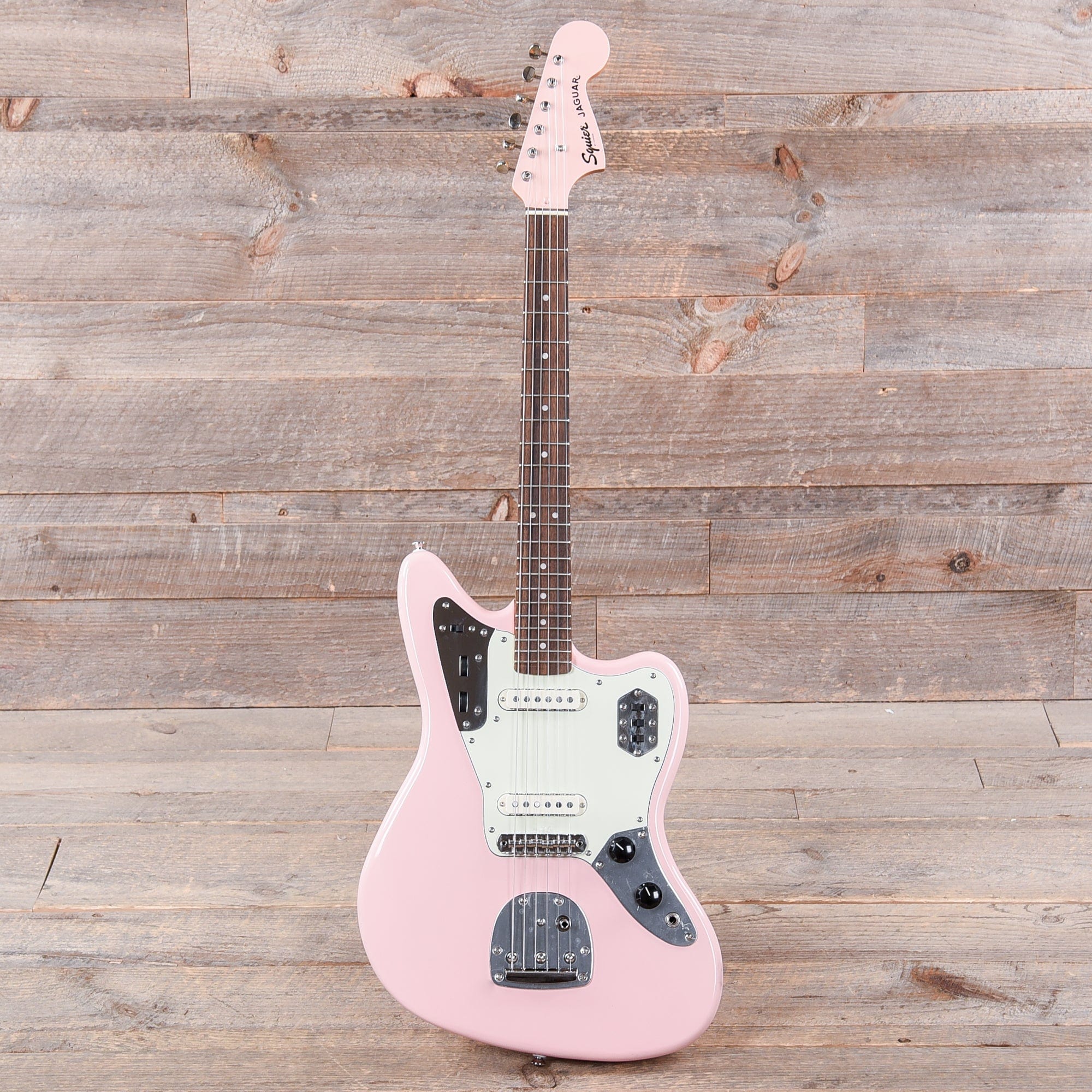 Squier Classic Vibe '60s Jaguar Shell Pink w/Matching Headcap & 3-Ply Mint Pickguard Electric Guitars / Solid Body