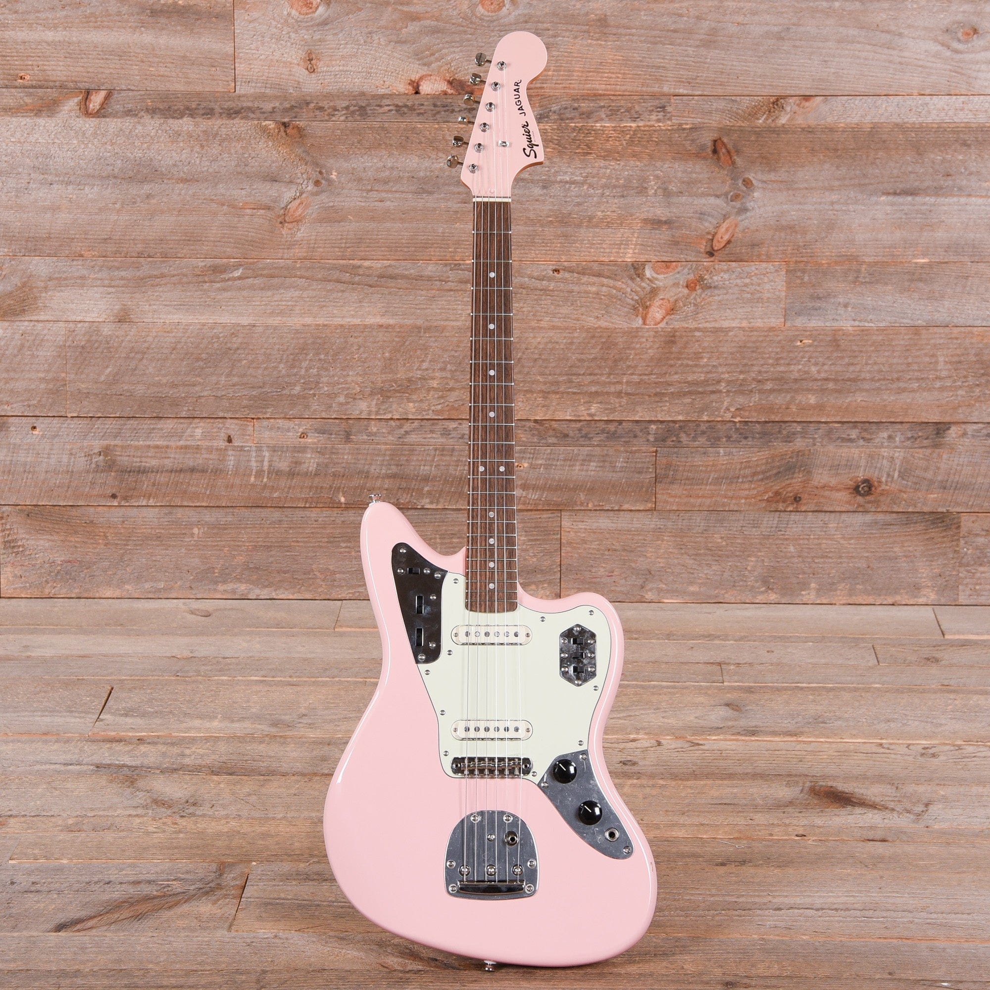 Squier Classic Vibe '60s Jaguar Shell Pink w/Matching Headcap & 3-Ply Mint Pickguard Electric Guitars / Solid Body