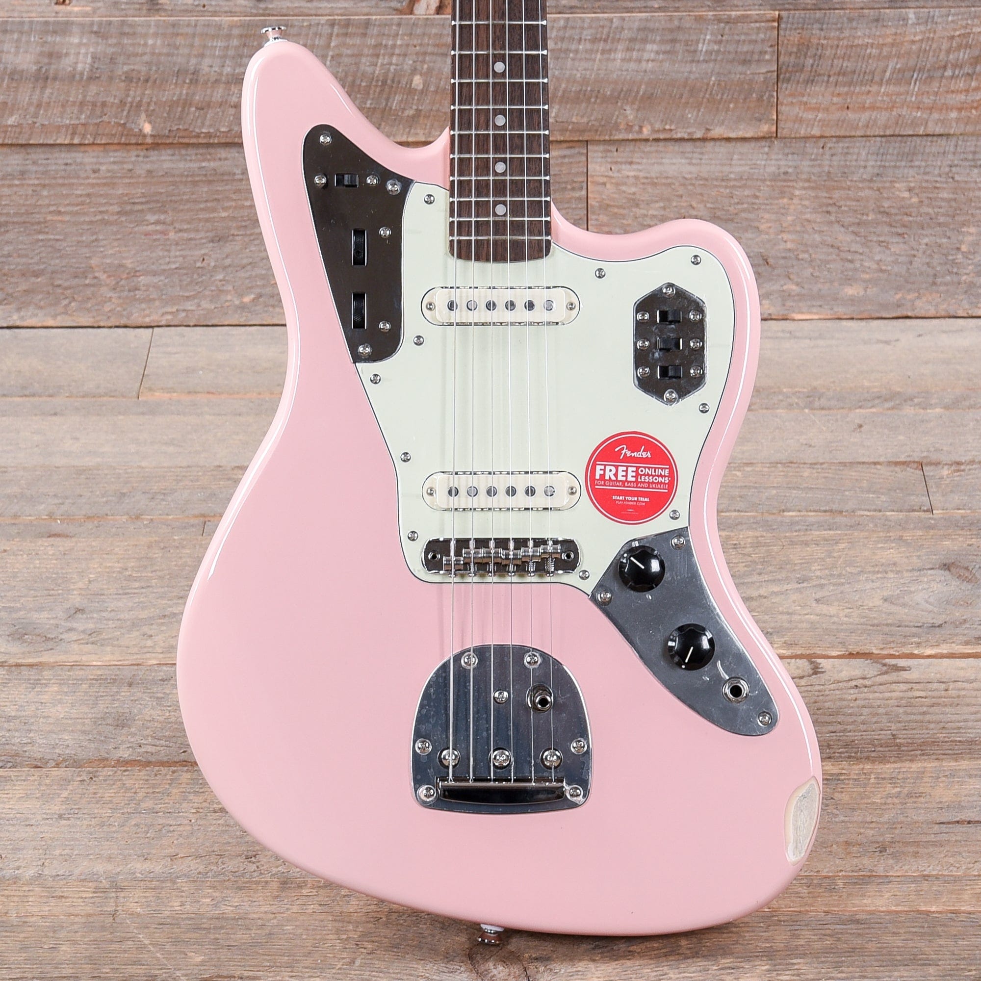 Squier Classic Vibe '60s Jaguar Shell Pink w/Matching Headcap & 3-Ply Mint Pickguard Electric Guitars / Solid Body