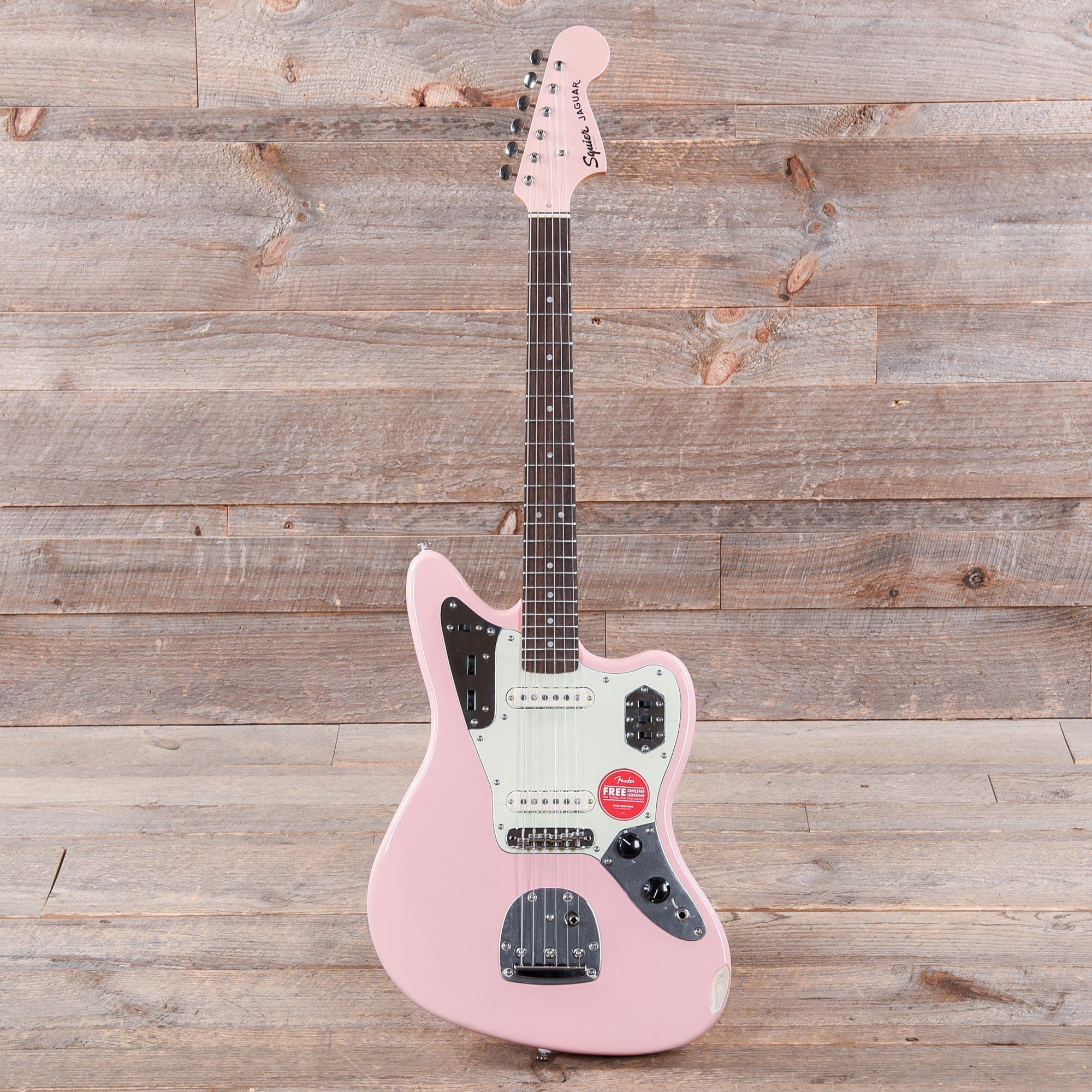 Squier Classic Vibe '60s Jaguar Shell Pink w/Matching Headcap & 3-Ply Mint Pickguard Electric Guitars / Solid Body