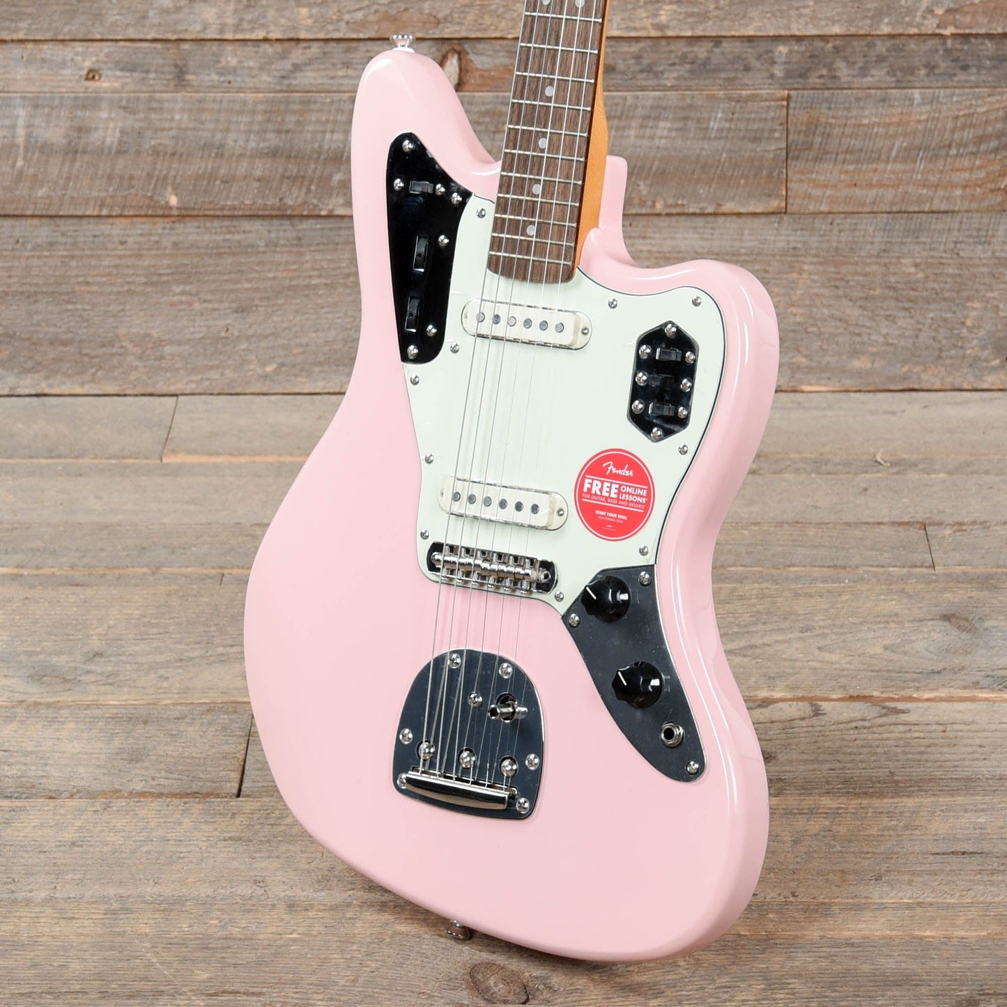 Squier Classic Vibe '60s Jaguar Shell Pink w/Matching Headcap & 3-Ply Mint Pickguard Electric Guitars / Solid Body