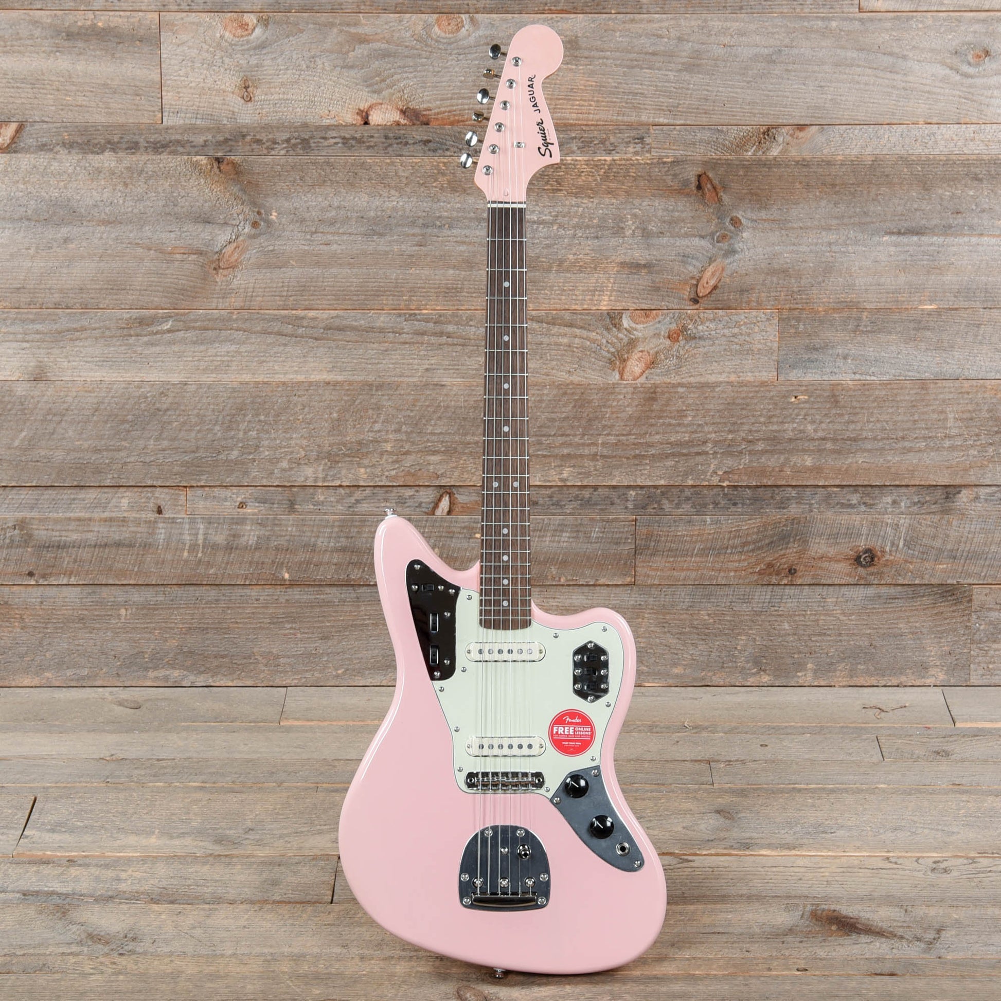 Squier Classic Vibe '60s Jaguar Shell Pink w/Matching Headcap & 3-Ply Mint Pickguard Electric Guitars / Solid Body