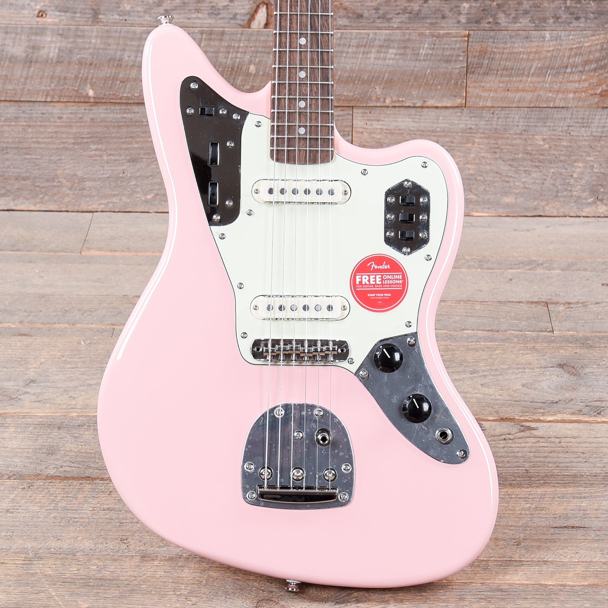 Squier Classic Vibe '60s Jaguar Shell Pink w/Matching Headcap & 3-Ply Mint Pickguard Electric Guitars / Solid Body