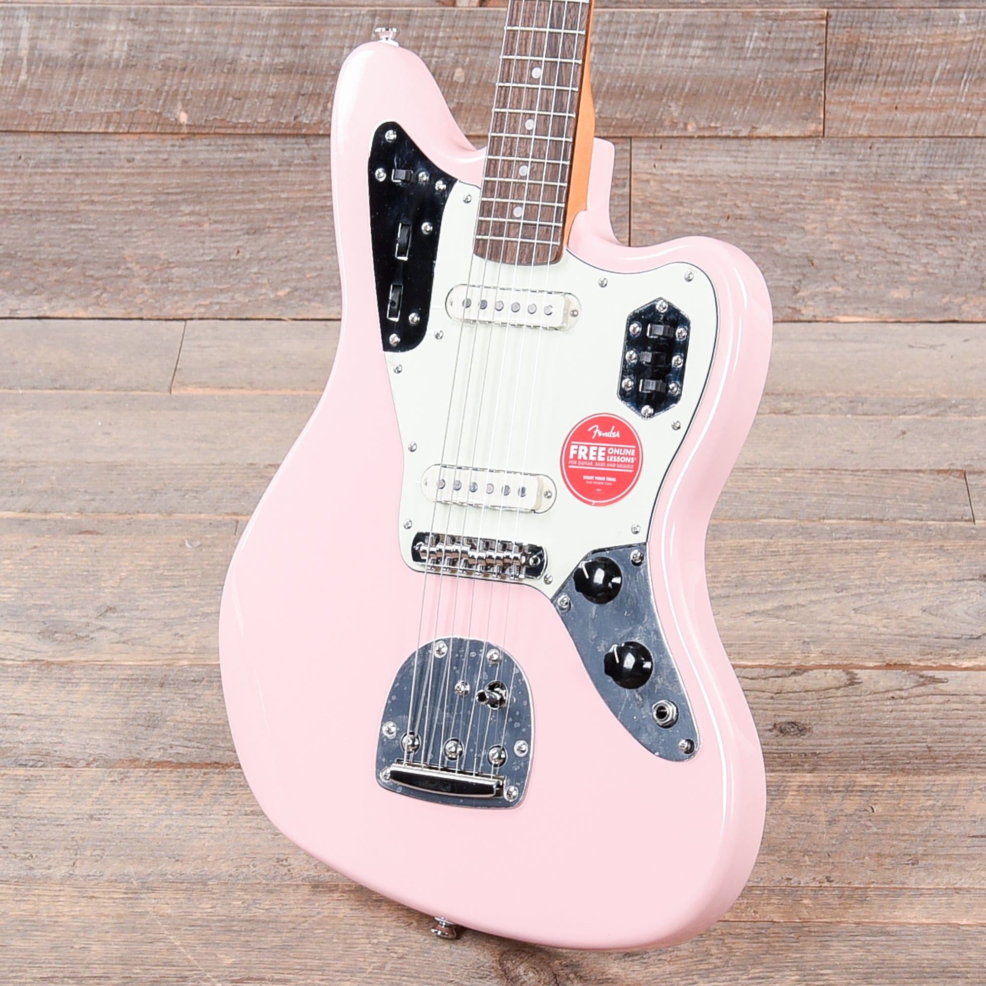 Squier Classic Vibe '60s Jaguar Shell Pink w/Matching Headcap & 3-Ply Mint Pickguard Electric Guitars / Solid Body