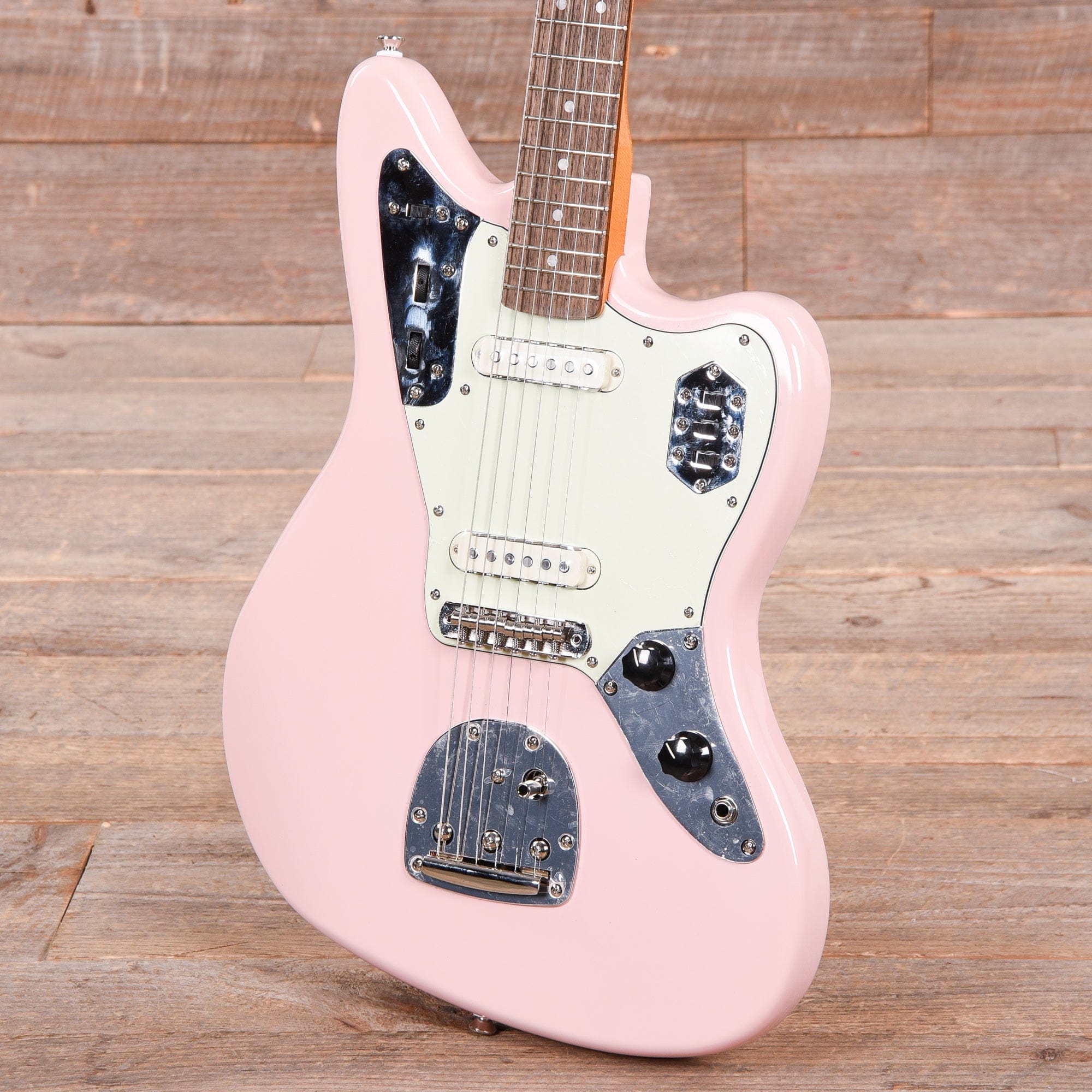 Squier Classic Vibe '60s Jaguar Shell Pink w/Matching Headcap & 3-Ply Mint Pickguard Electric Guitars / Solid Body