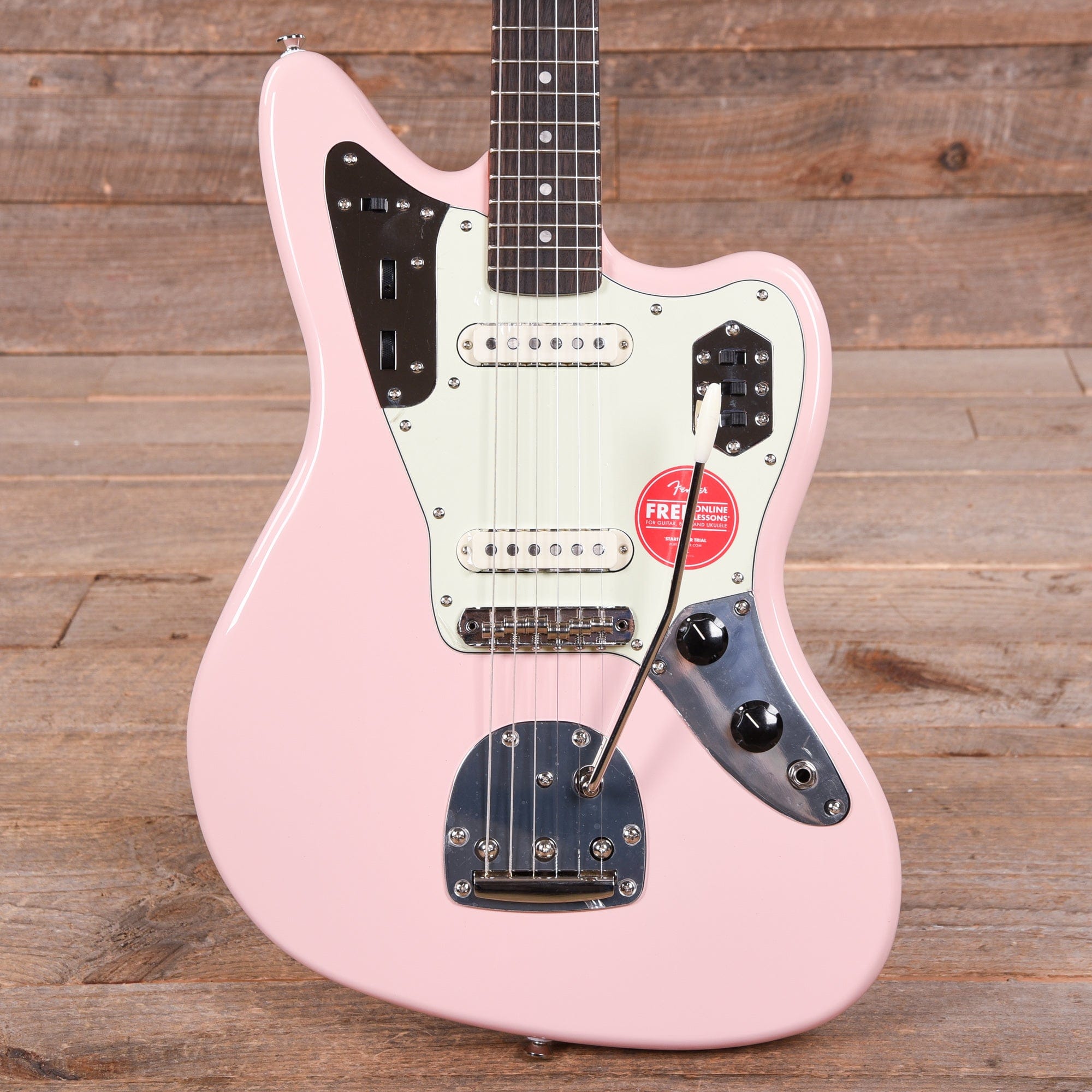 Squier Classic Vibe '60s Jaguar Shell Pink w/Matching Headcap & 3-Ply Mint Pickguard Electric Guitars / Solid Body