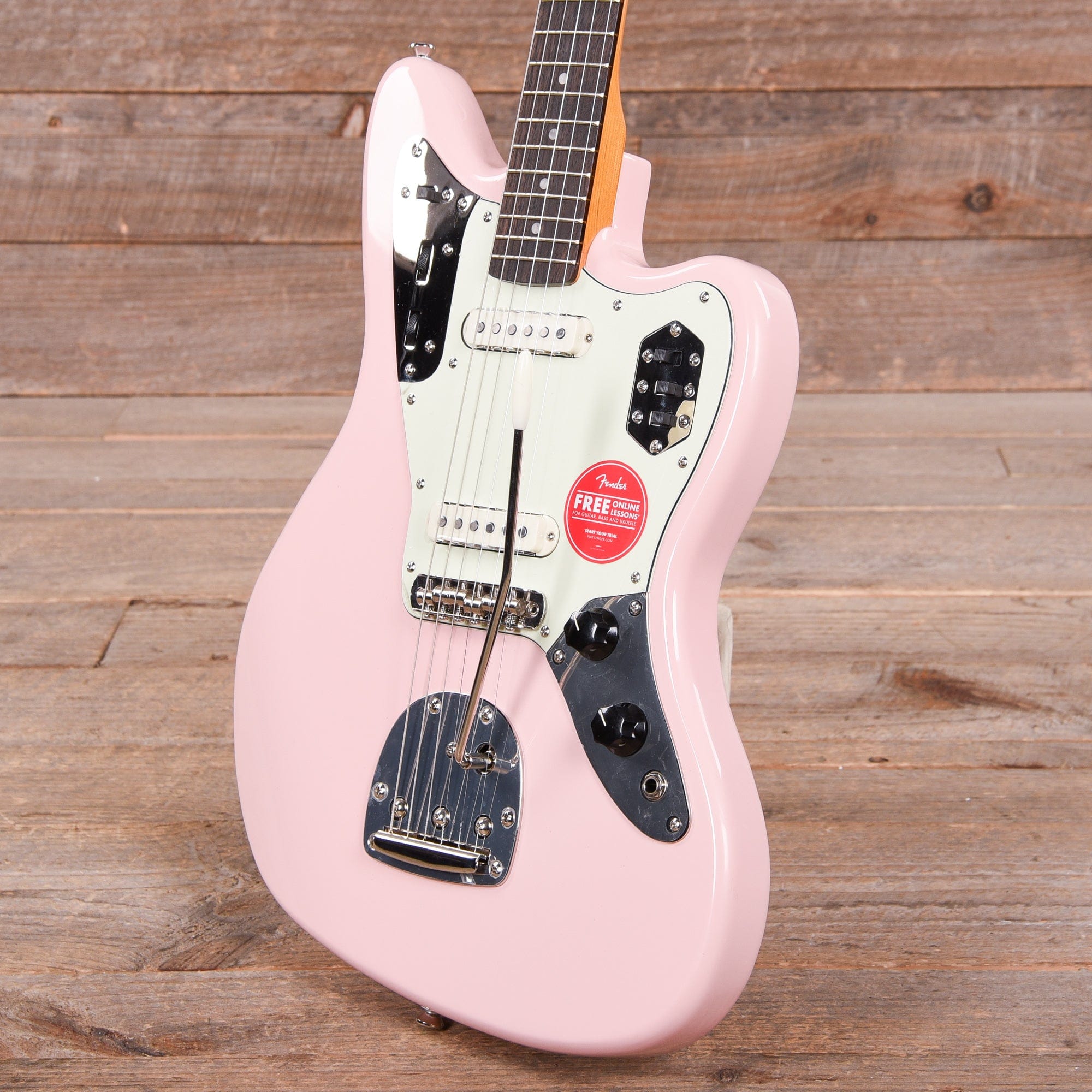 Squier Classic Vibe '60s Jaguar Shell Pink w/Matching Headcap & 3-Ply Mint Pickguard Electric Guitars / Solid Body