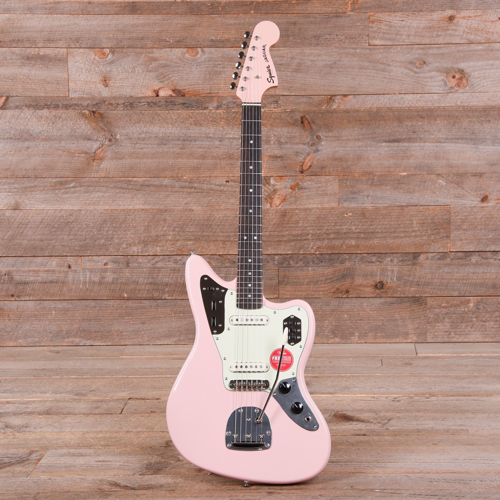 Squier Classic Vibe '60s Jaguar Shell Pink w/Matching Headcap & 3-Ply Mint Pickguard Electric Guitars / Solid Body