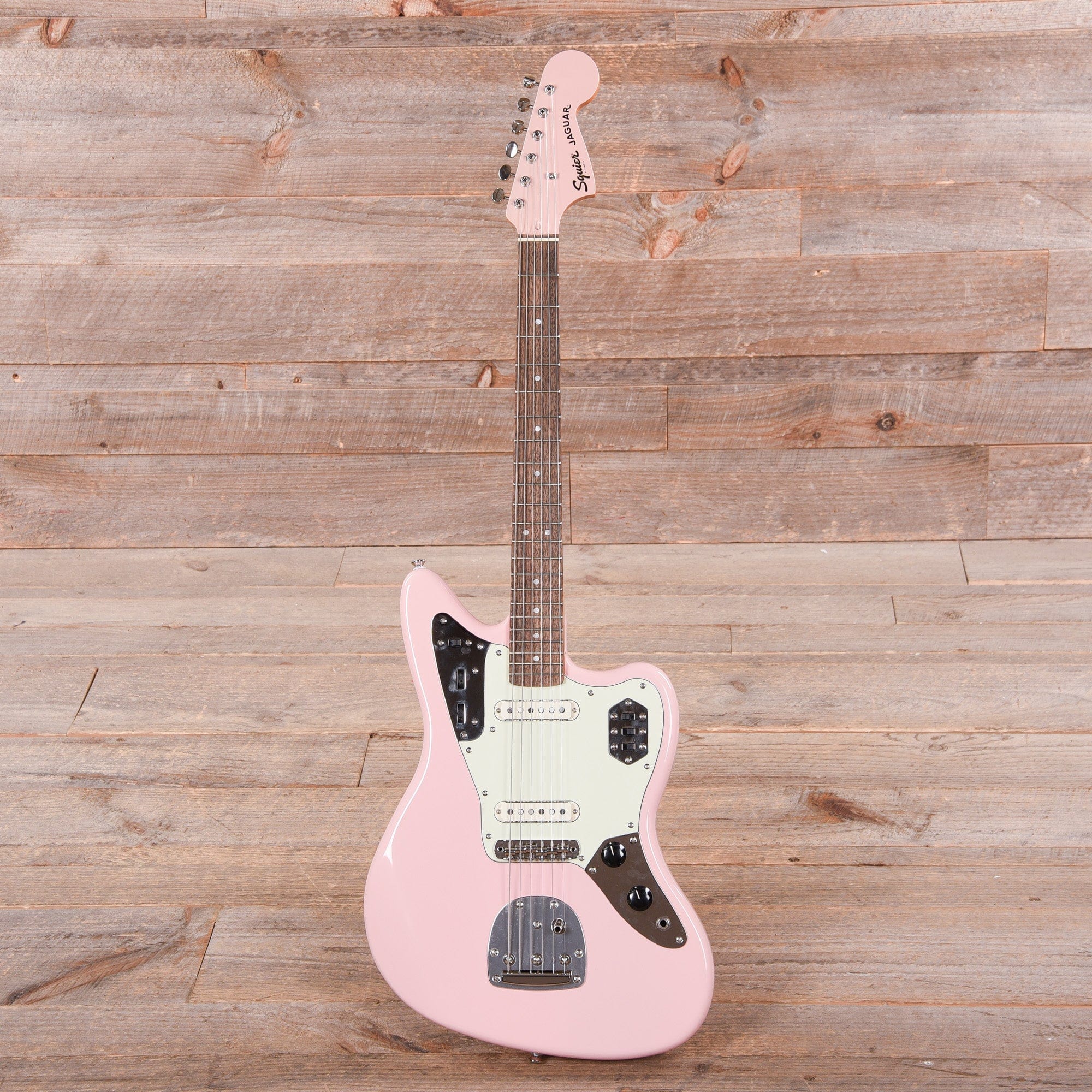 Squier Classic Vibe '60s Jaguar Shell Pink w/Matching Headcap & 3-Ply Mint Pickguard Electric Guitars / Solid Body