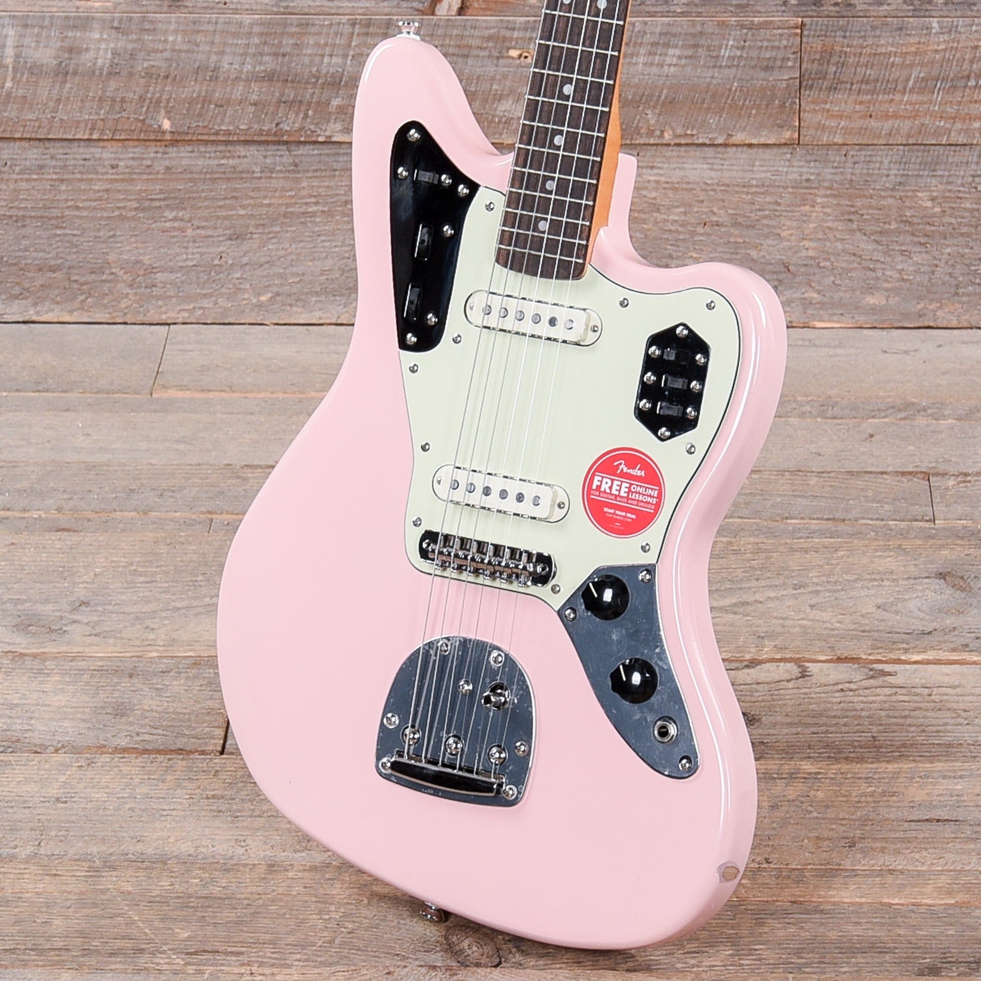 Squier Classic Vibe '60s Jaguar Shell Pink w/Matching Headcap & 3-Ply Mint Pickguard Electric Guitars / Solid Body