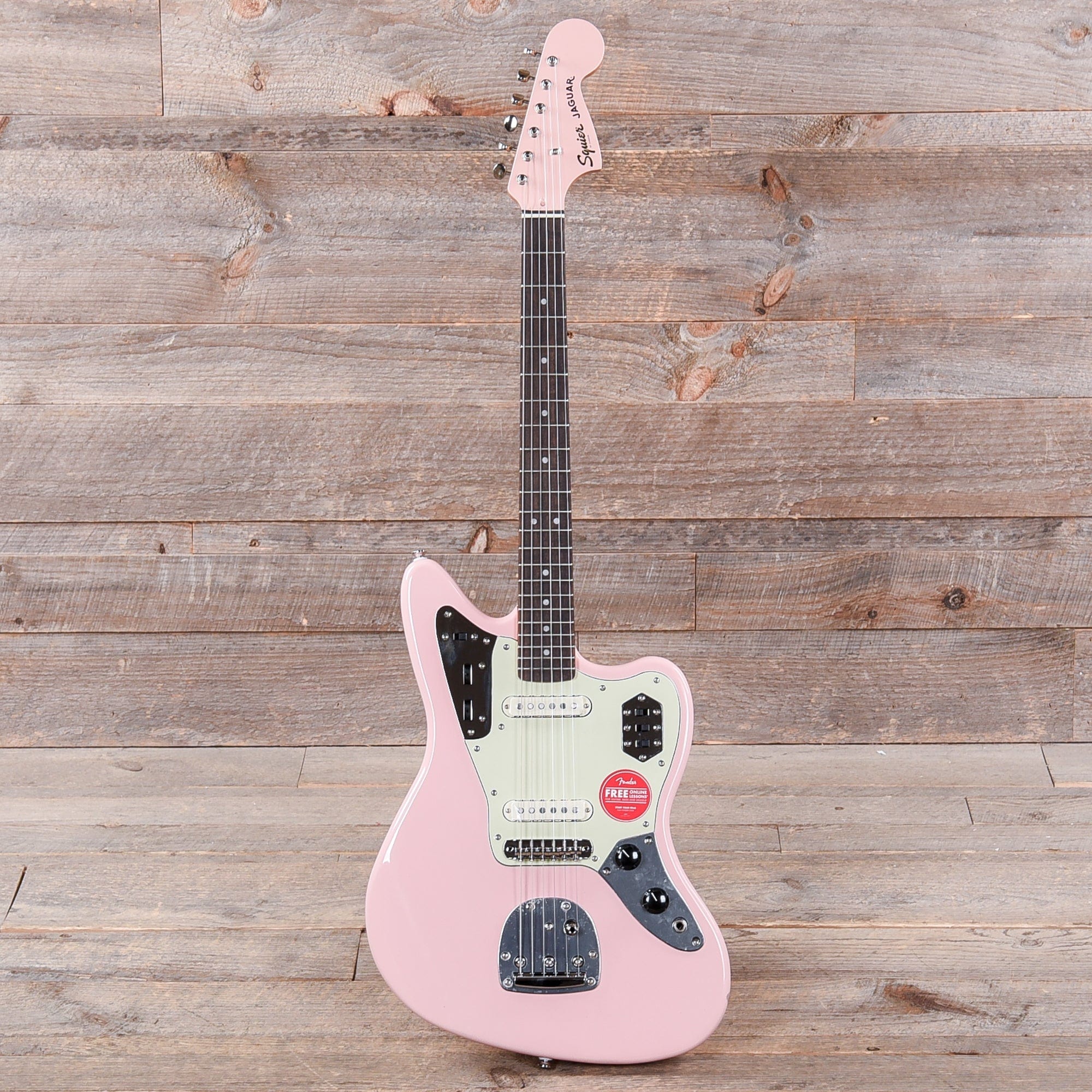 Squier Classic Vibe '60s Jaguar Shell Pink w/Matching Headcap & 3-Ply Mint Pickguard Electric Guitars / Solid Body