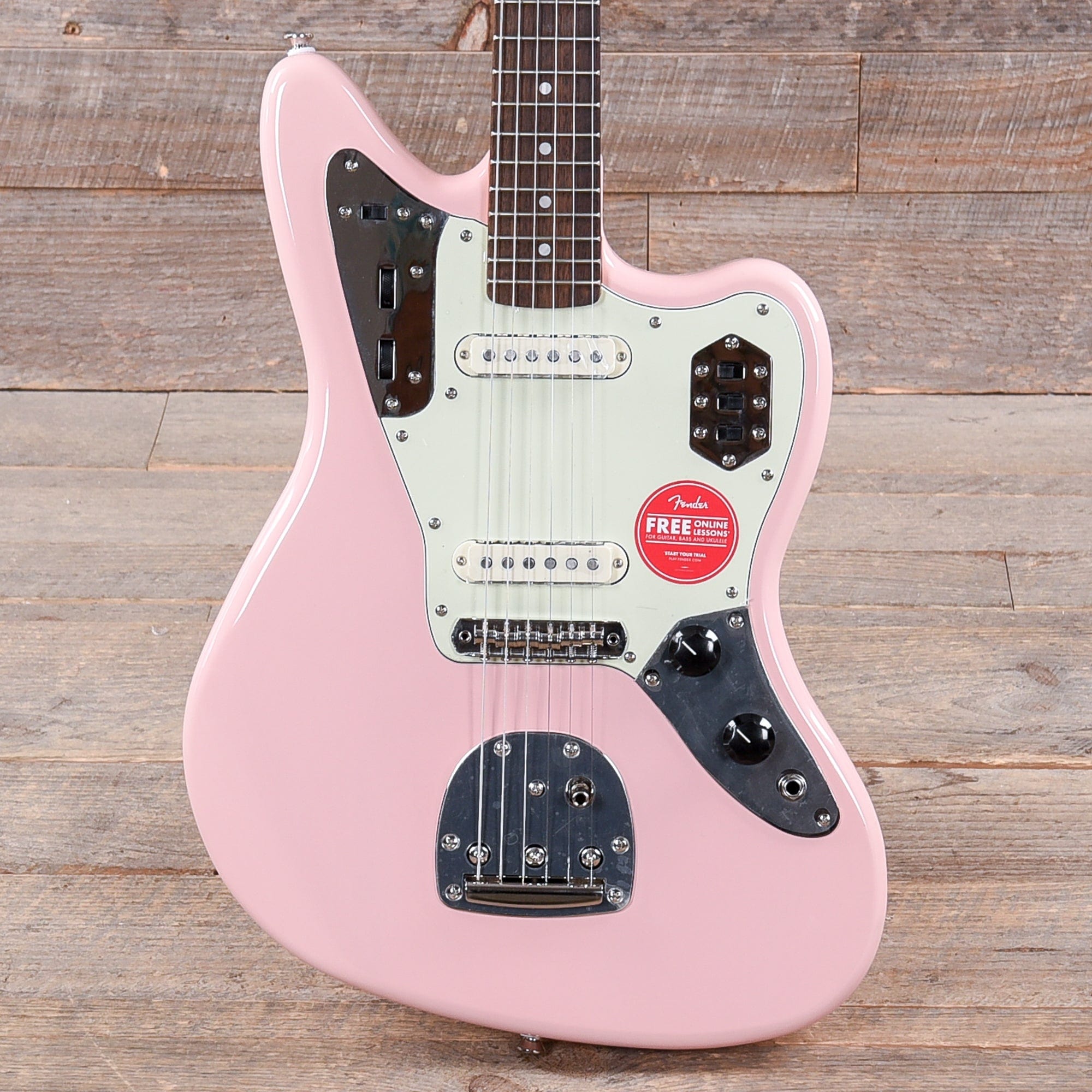 Squier Classic Vibe '60s Jaguar Shell Pink w/Matching Headcap & 3-Ply Mint Pickguard Electric Guitars / Solid Body