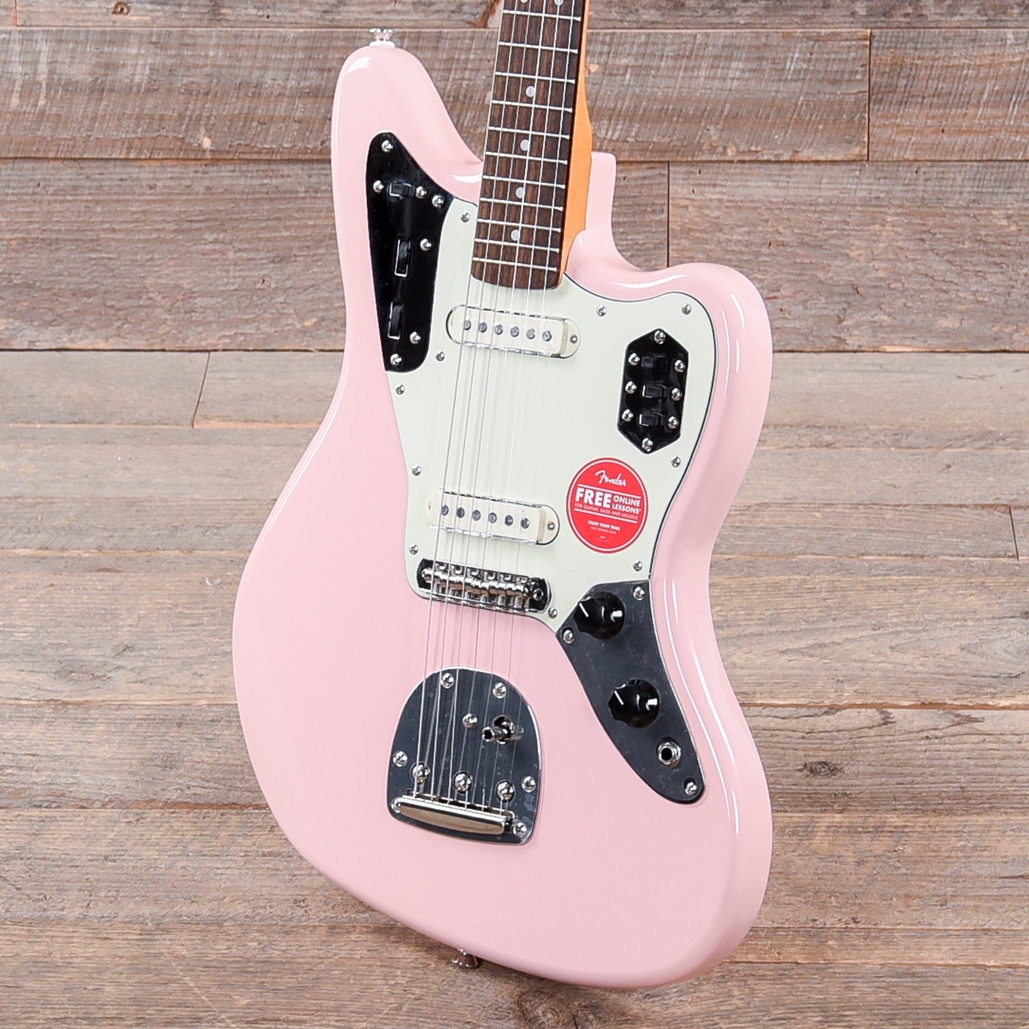 Squier Classic Vibe '60s Jaguar Shell Pink w/Matching Headcap & 3-Ply Mint Pickguard Electric Guitars / Solid Body