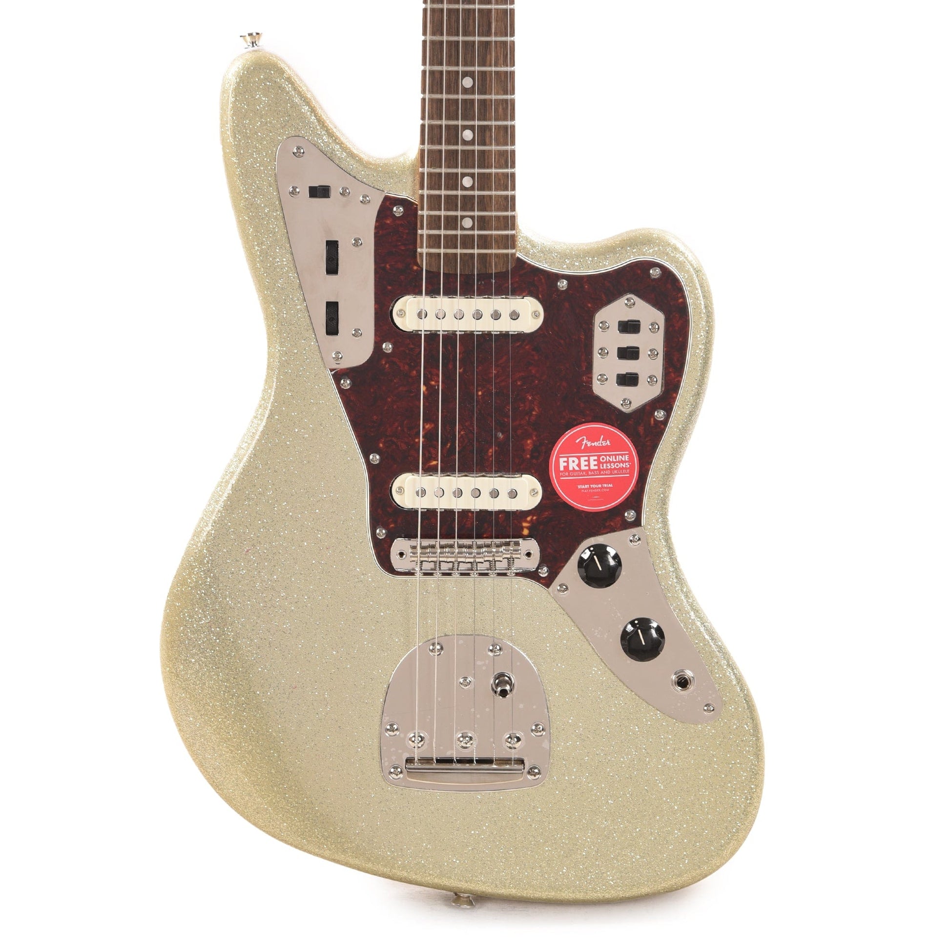 Squier Classic Vibe '60s Jaguar Silver Sparkle w/Matching Headcap Electric Guitars / Solid Body